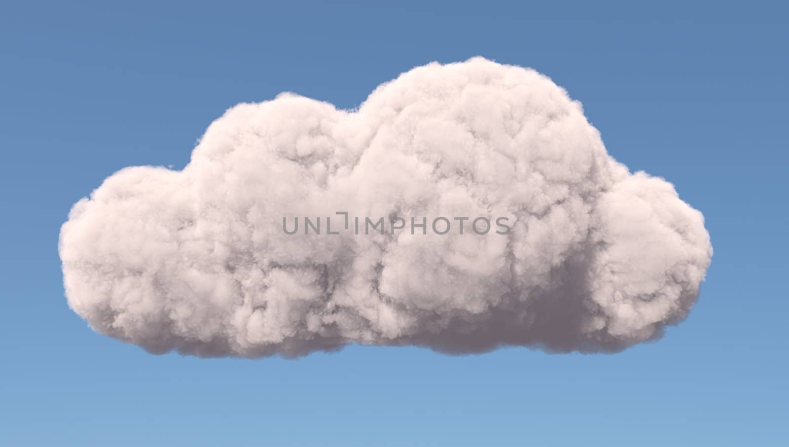 Abstract cloud symbol, isolated on blue