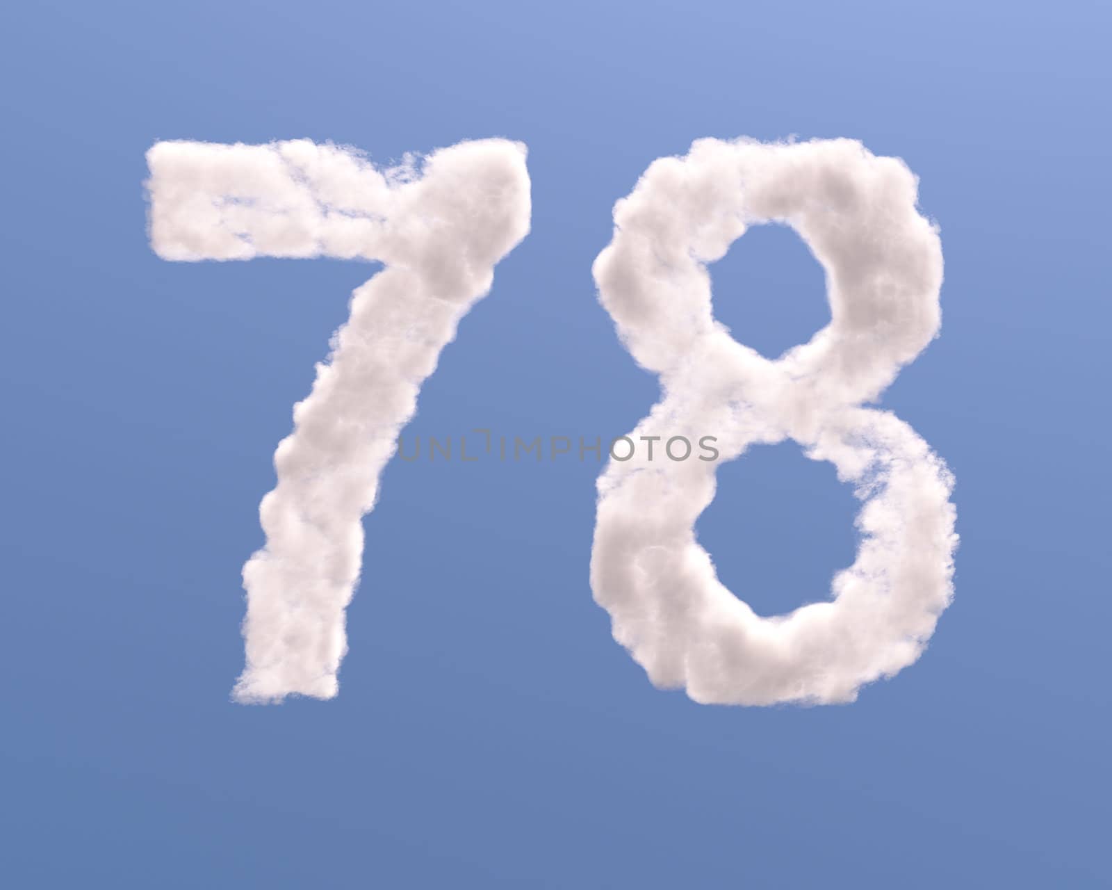 Number 7 and 8 cloud shape, isolated on white background