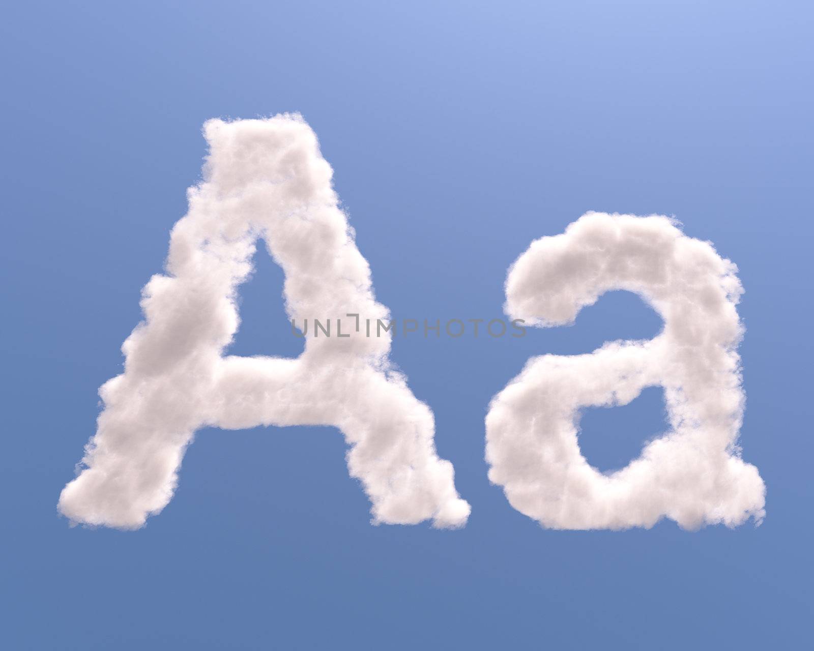 Letter A cloud shape, isolated on white background