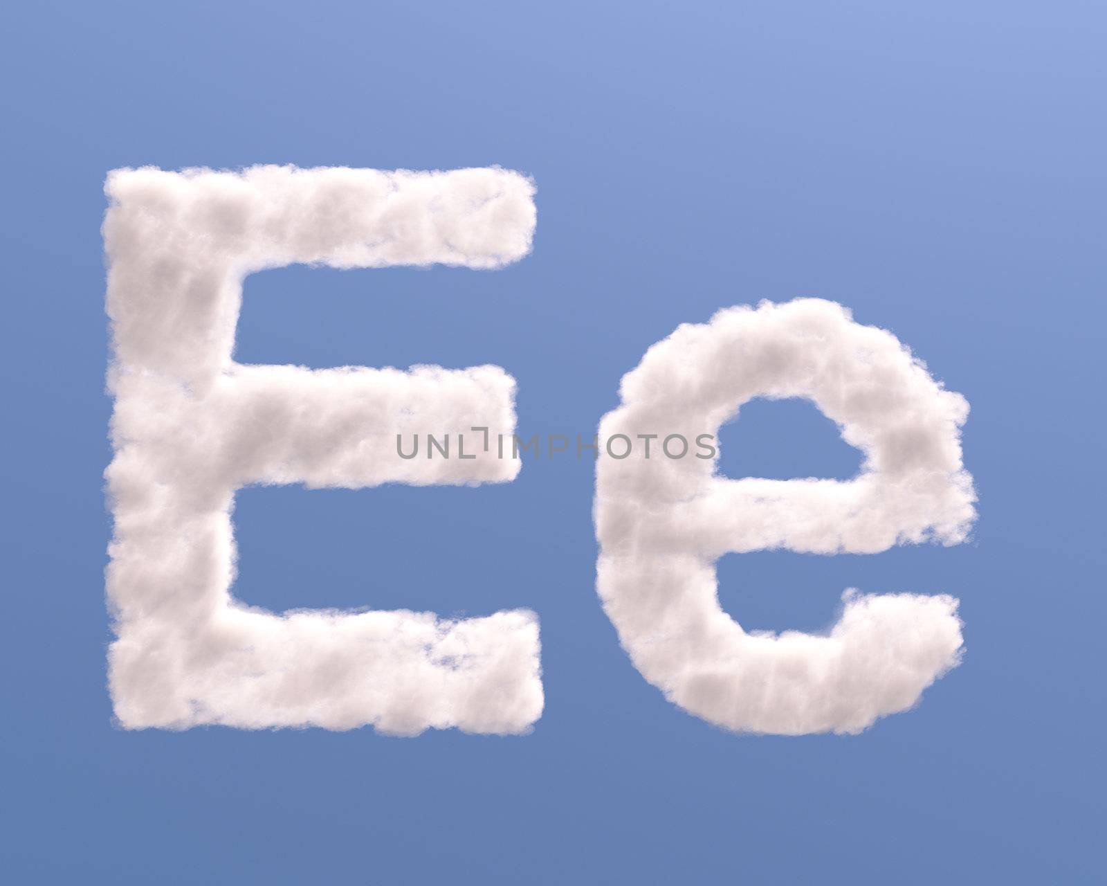 Letter E cloud shape, isolated on white background