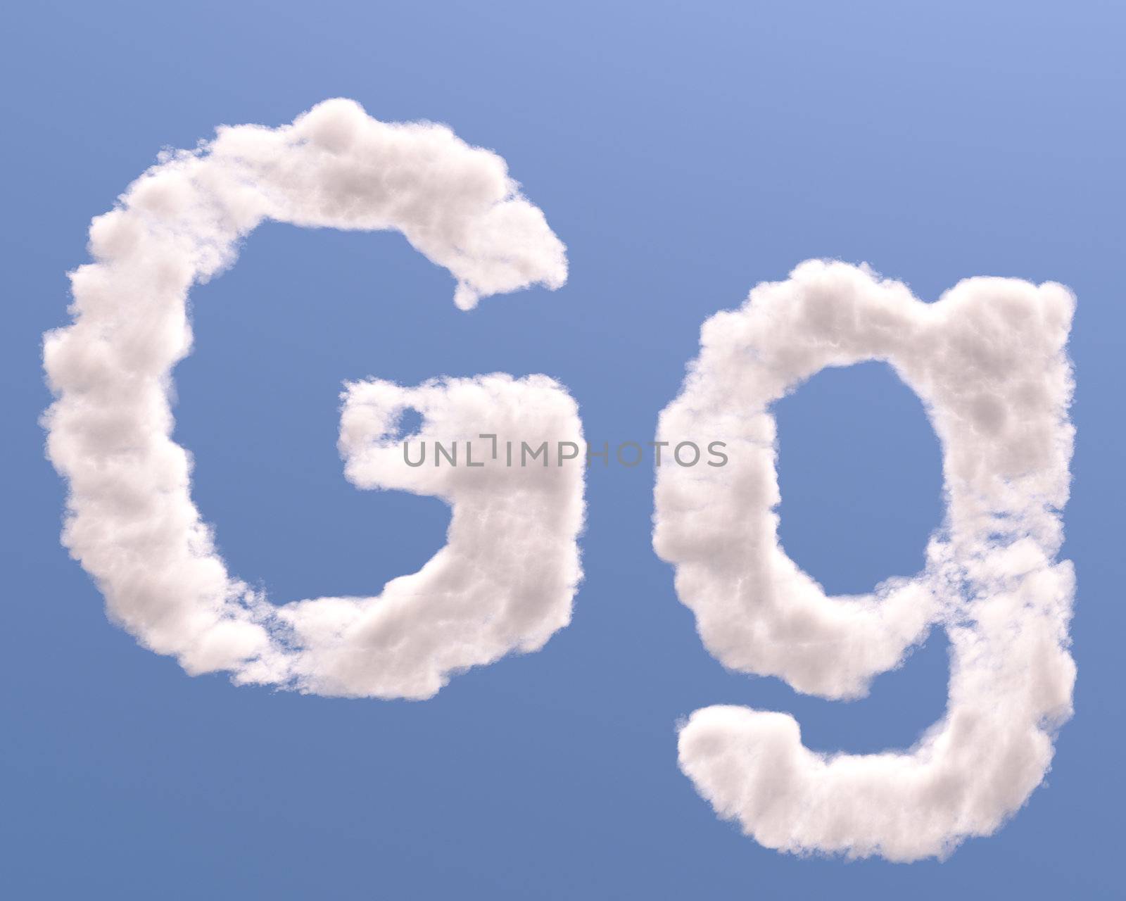 Letter G cloud shape, isolated on white background
