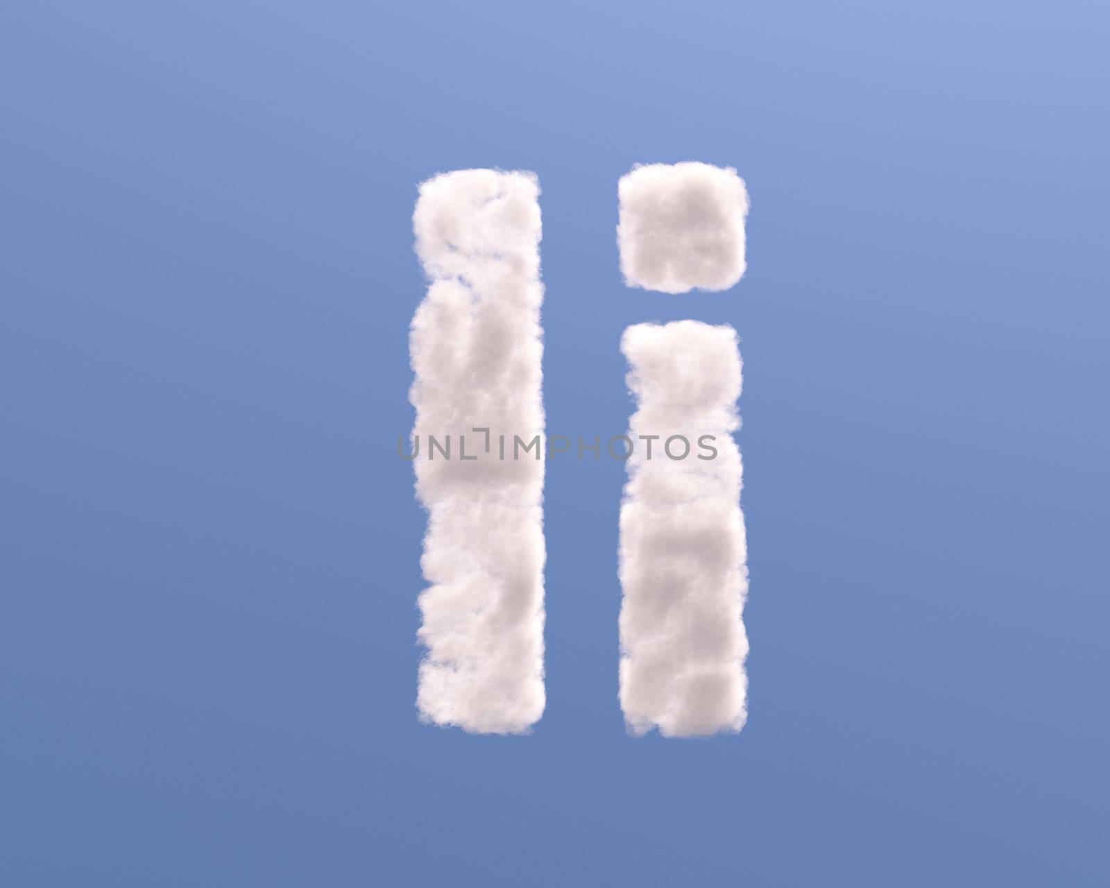 Letter I cloud shape, isolated on white background