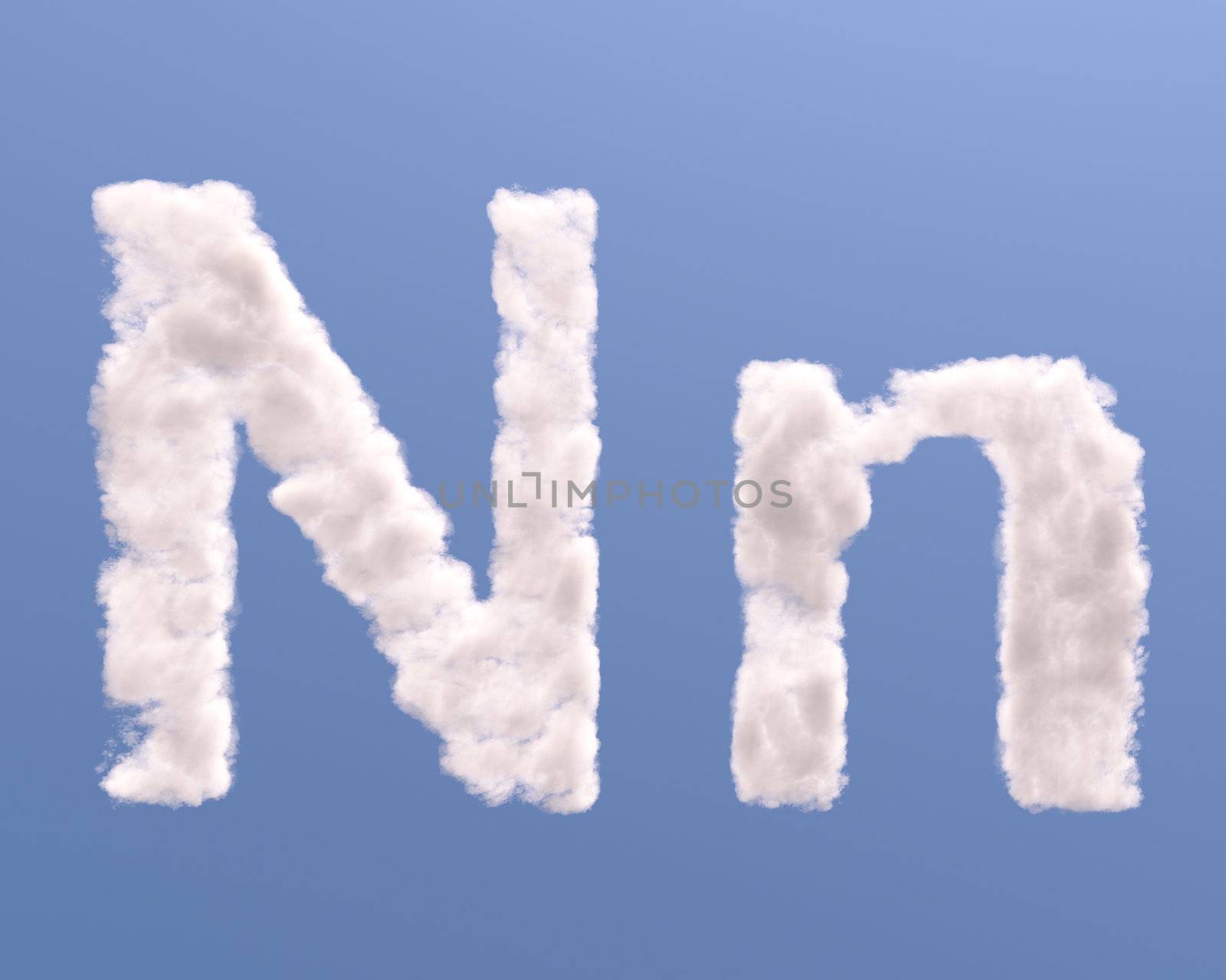 Letter N cloud shape, isolated on white background