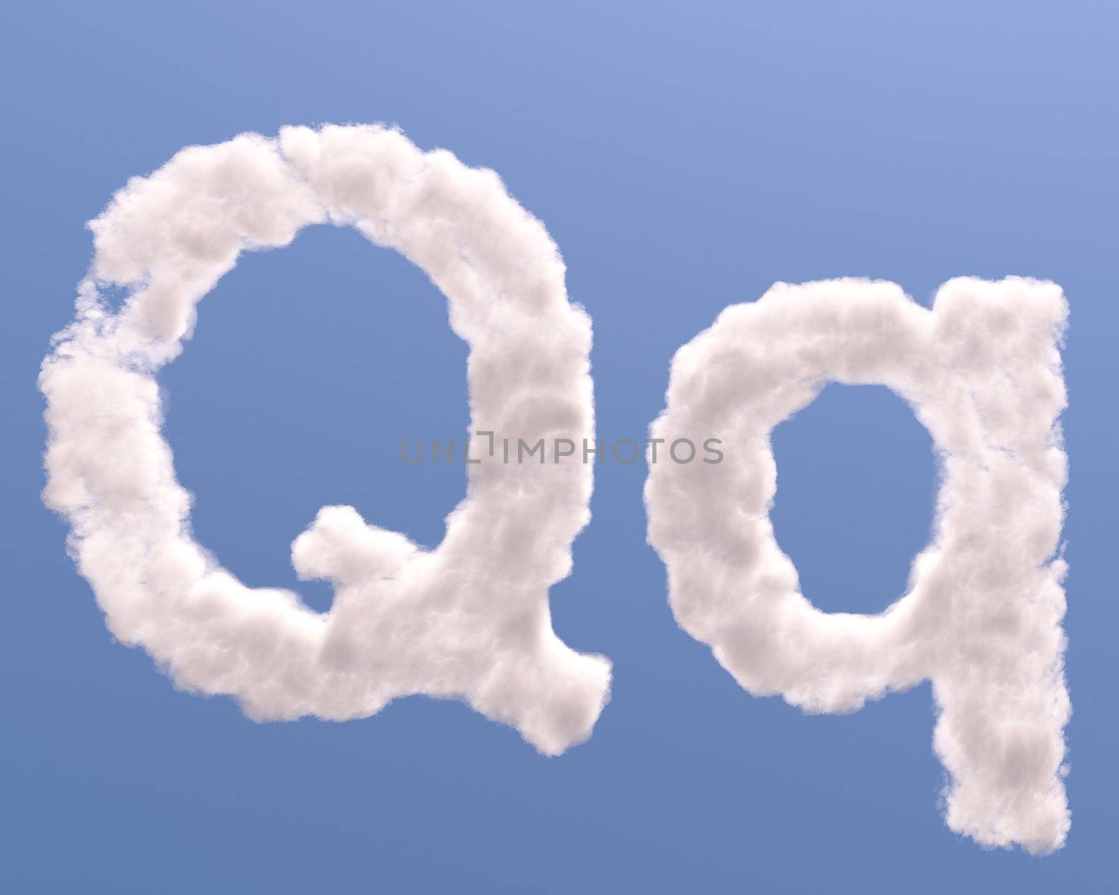 Letter Q cloud shape, isolated on white background