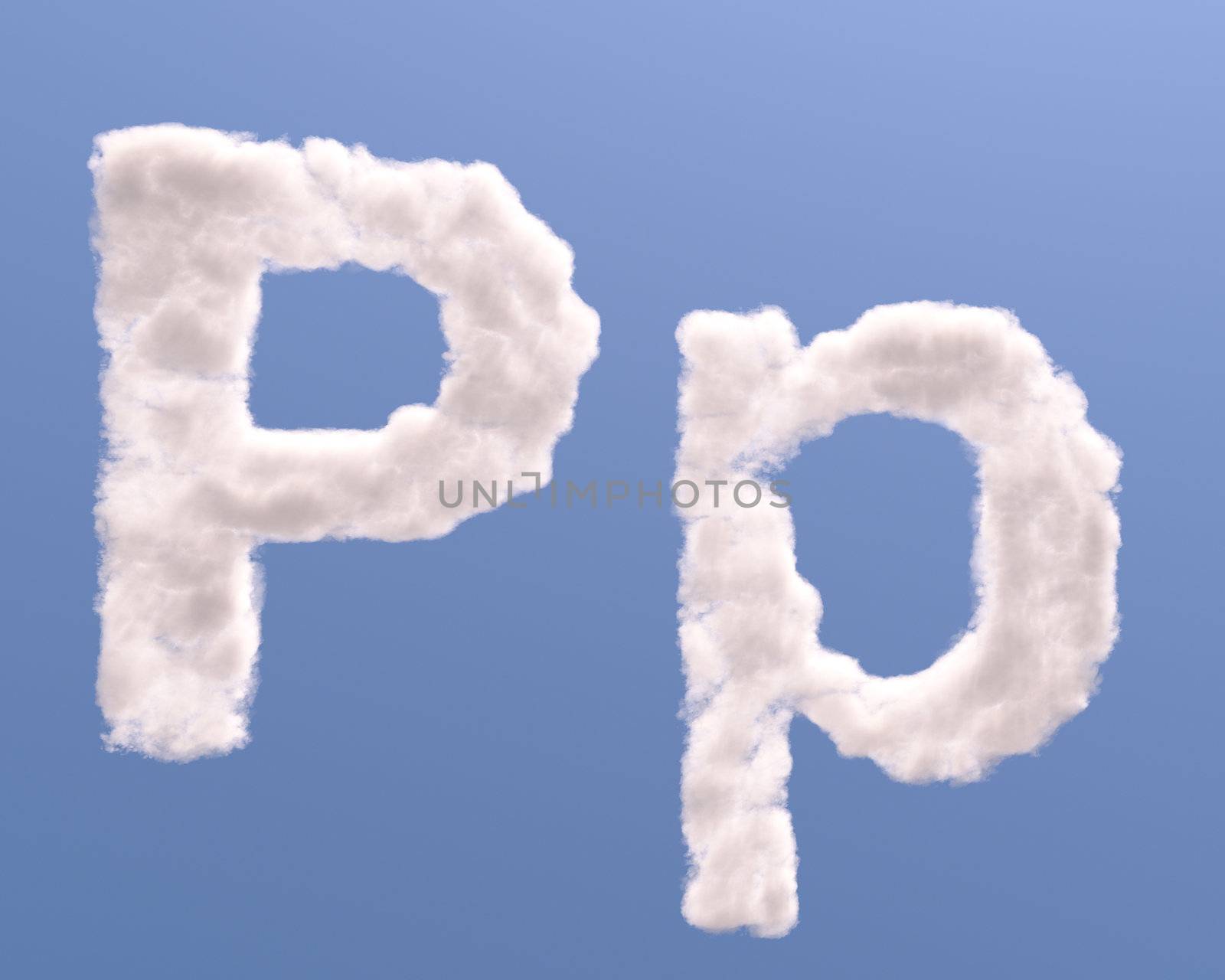 Letter P cloud shape, isolated on white background