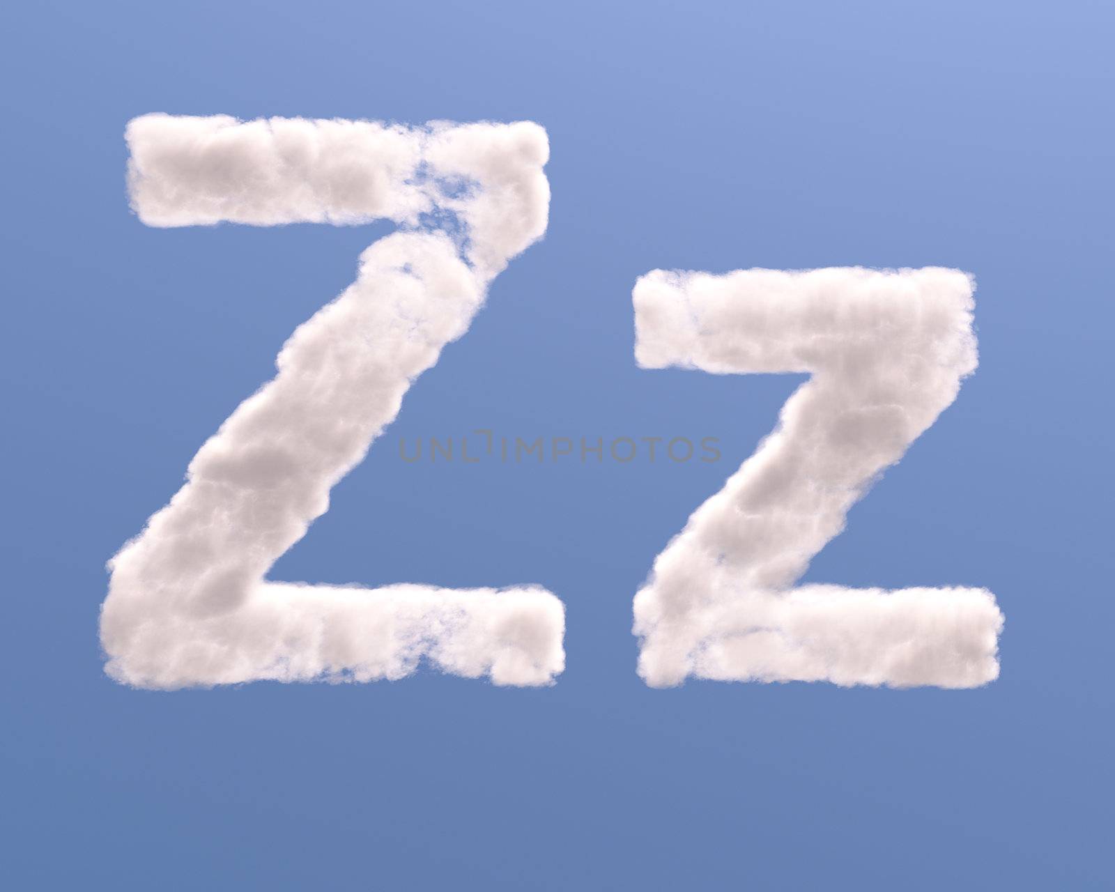 Letter Z cloud shape, isolated on white background