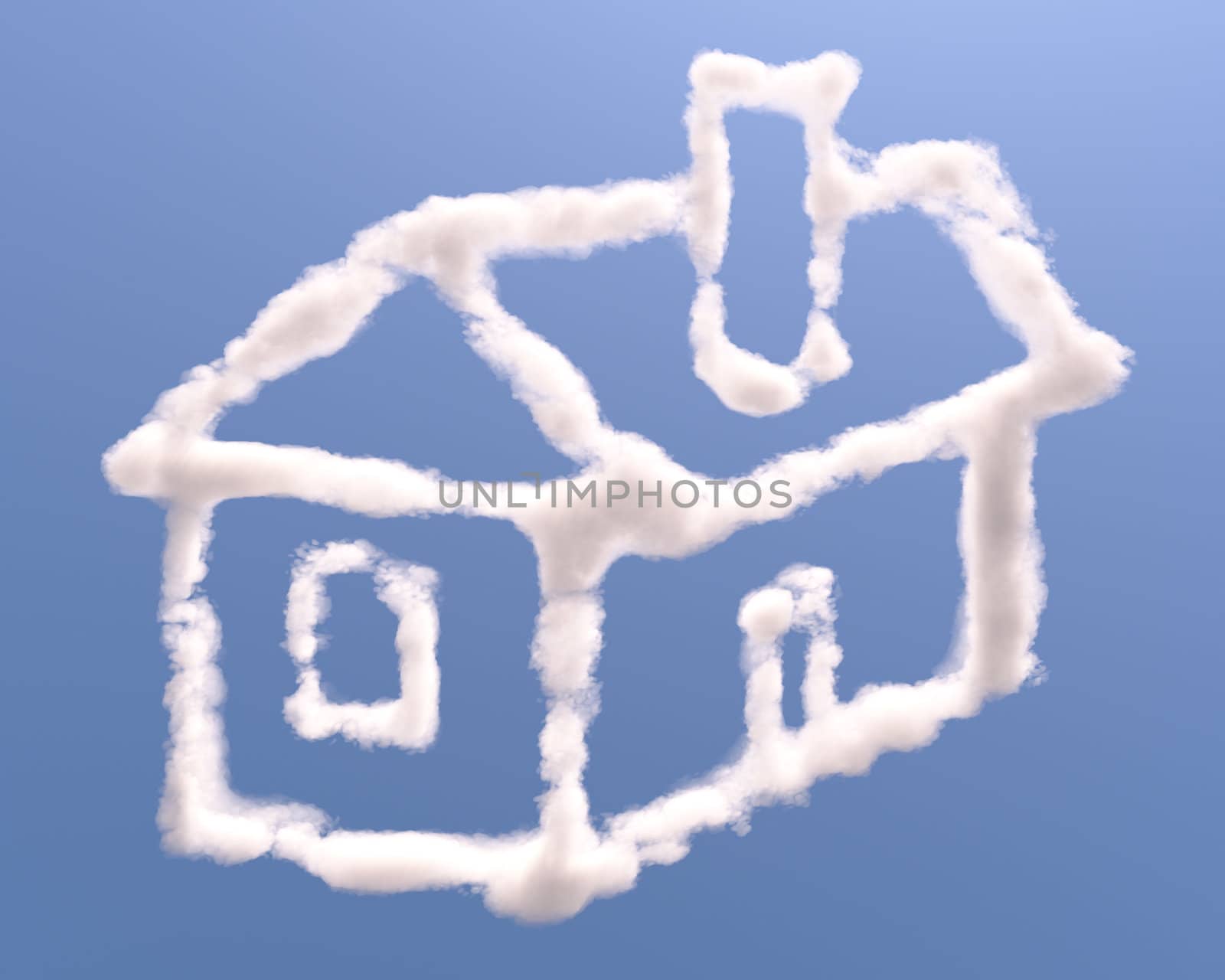 House shape clouds, isolated on white background