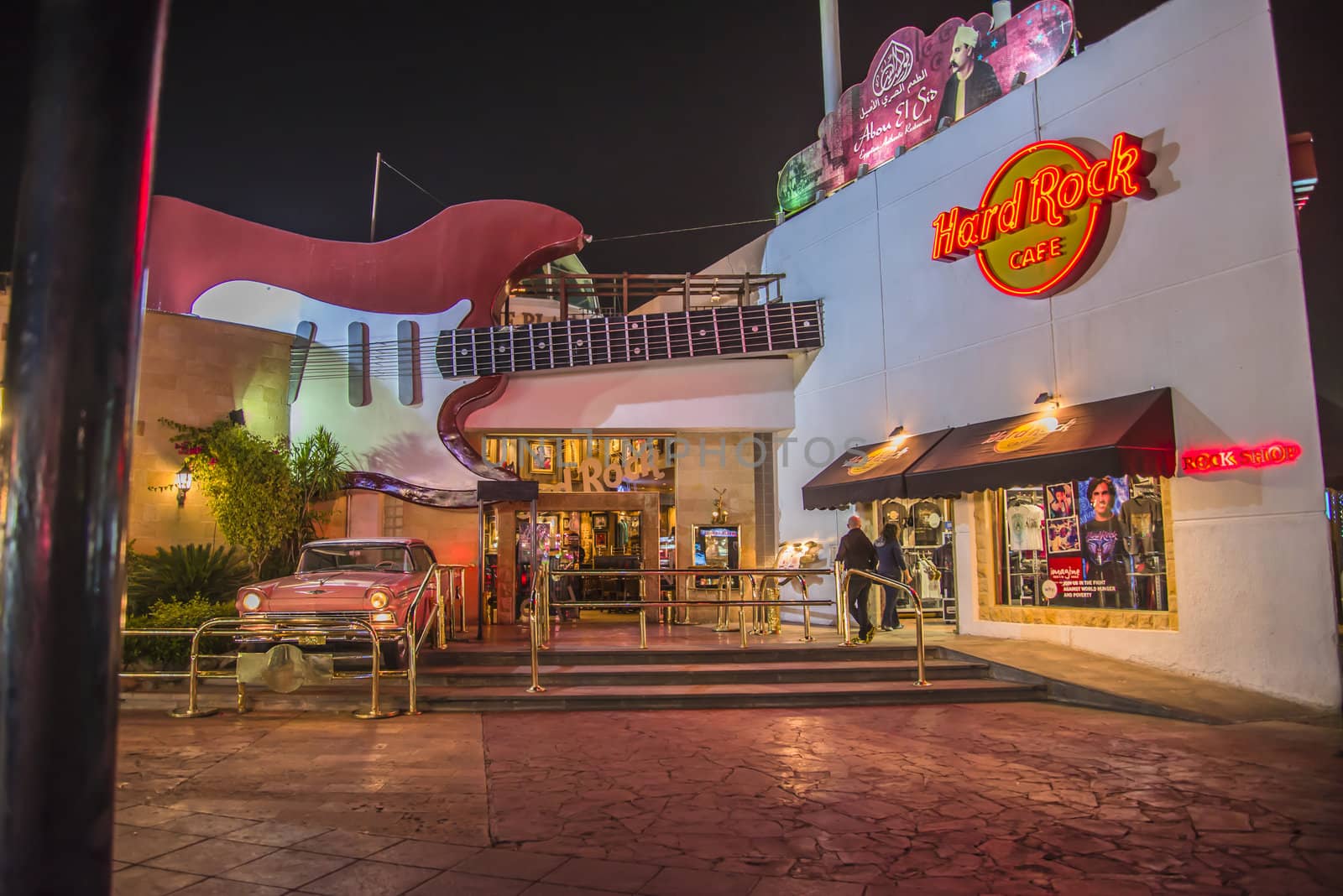 hard rock cafe in naama bay, sharm el sheikh, egypt, the image is shot one night in january 2013