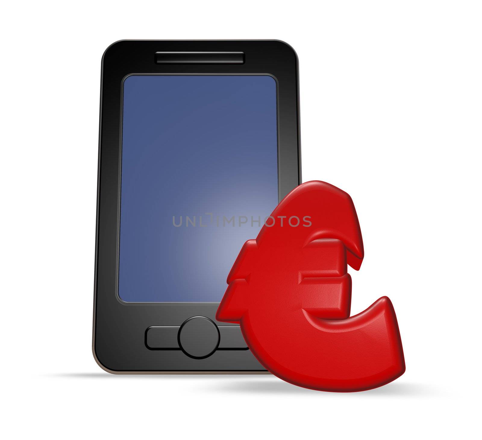 smartphone with euro symbol - 3d illustration