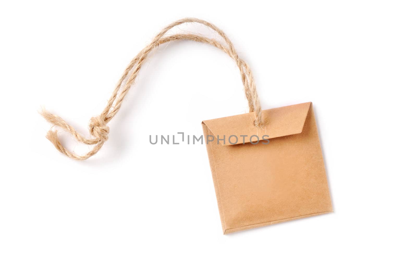 Natural handmade tag isolated on white background