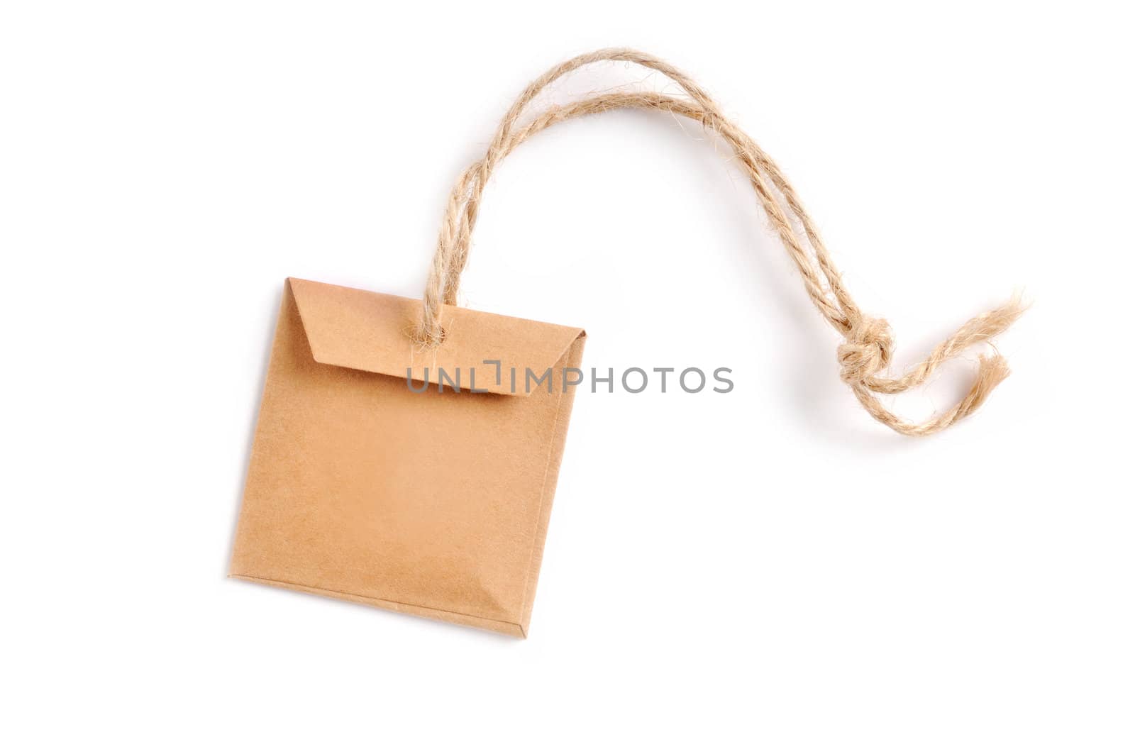Natural handmade tag isolated on white background