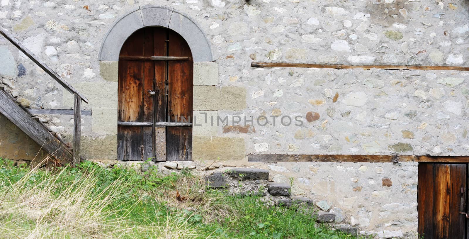 old wooden door in antique house