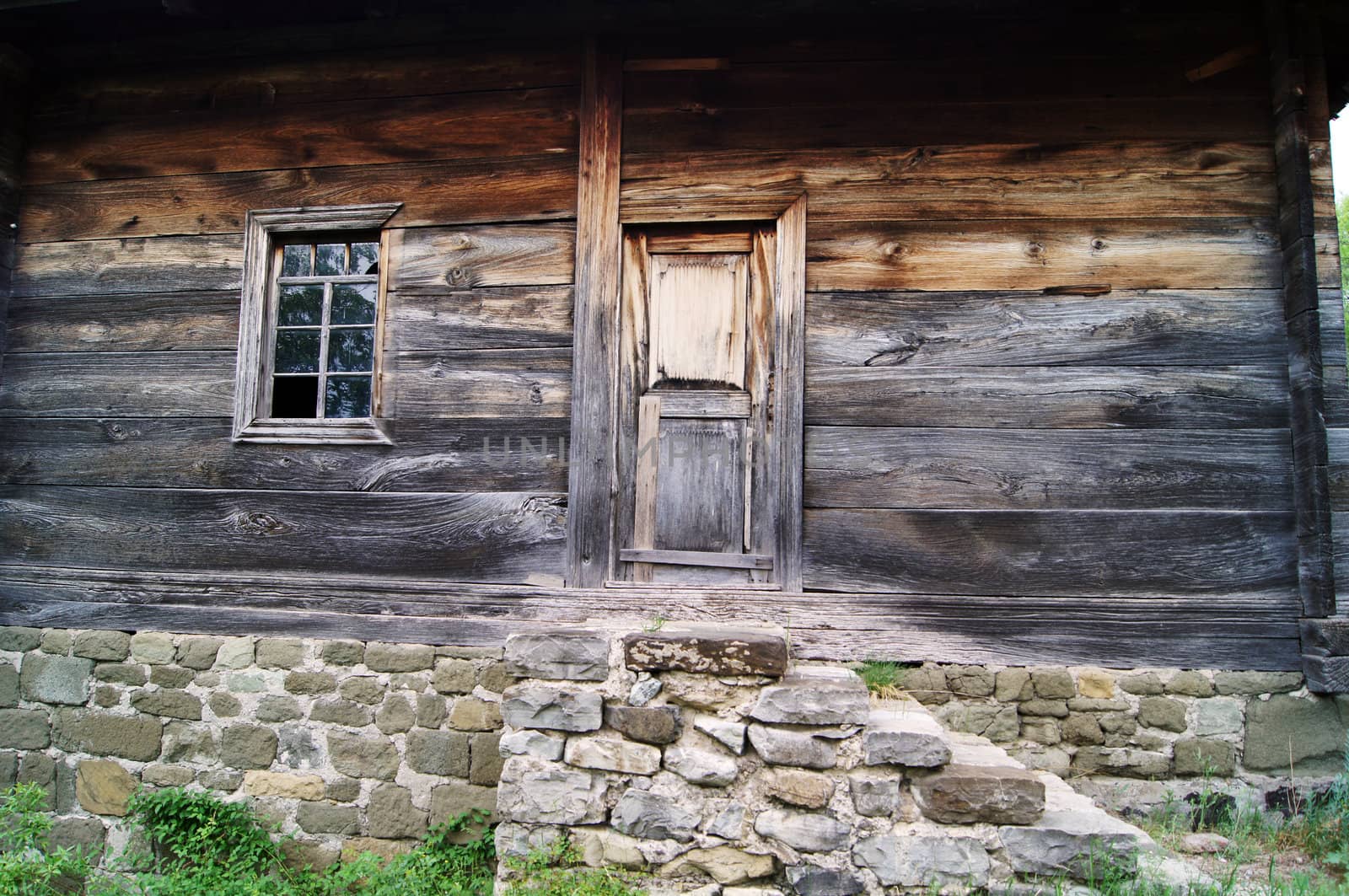 old wooden door in antique house