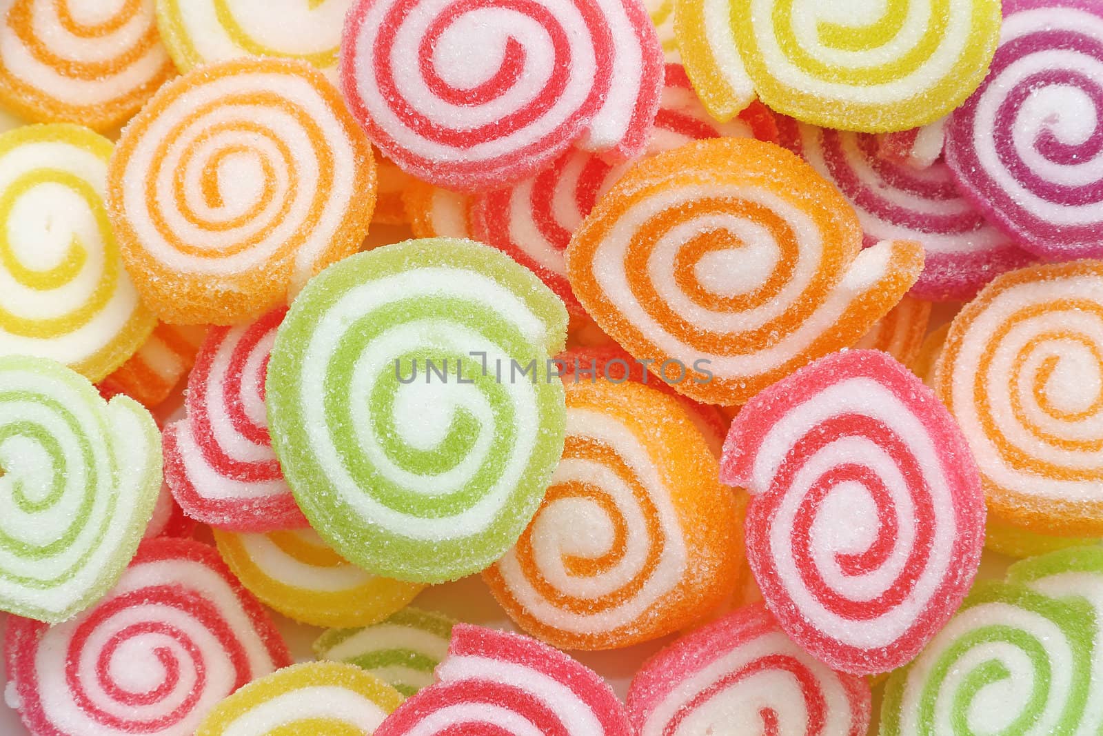 Close up group of marshmallow with gelatin dessert background