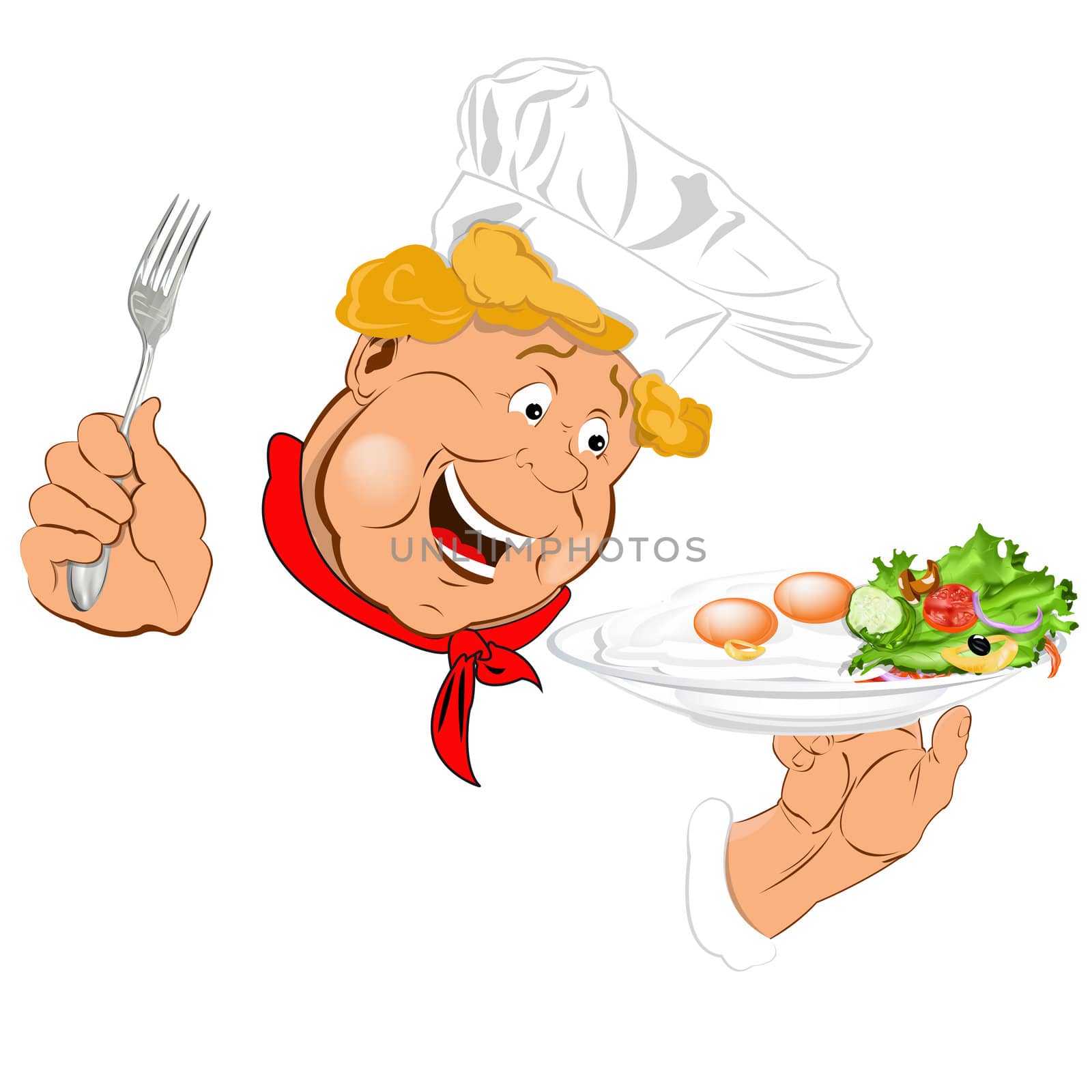 Funny Chef with scrambled eggs by sergey150770SV