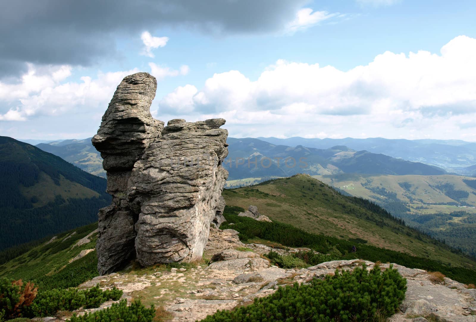 Stones on mountains background.