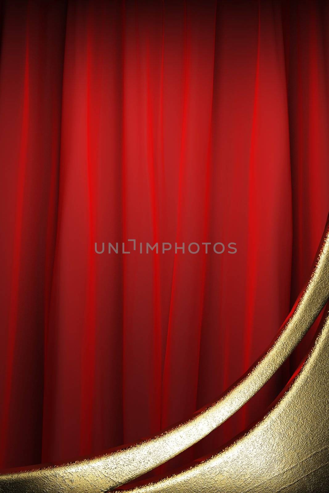 gold on red velvet curtain