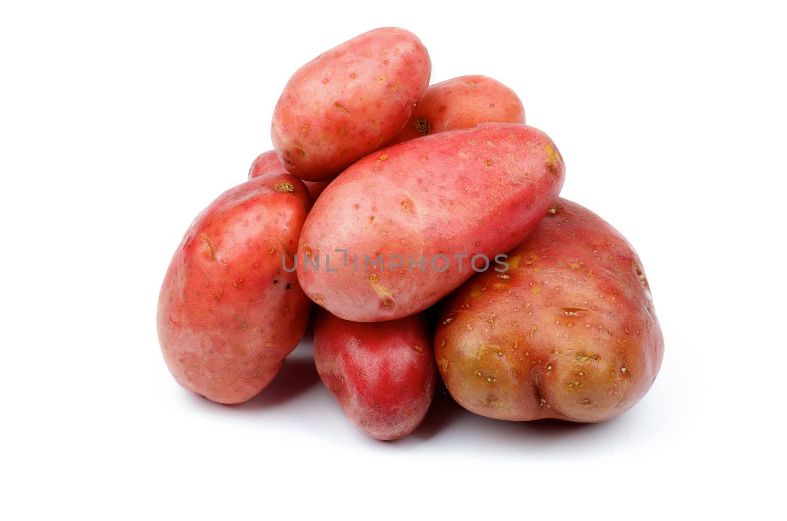 Heap of Perfect Raw Red Potatoes isolated on white background