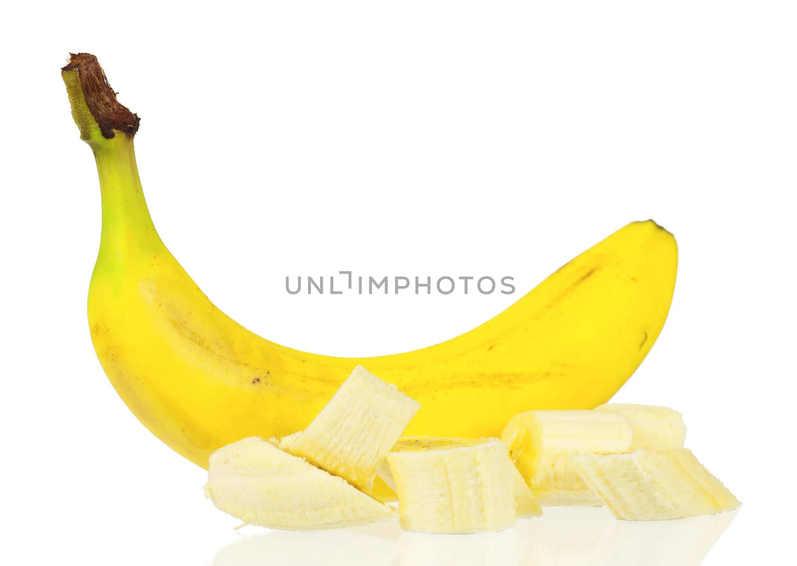 Over ripe bananas isolated on white background