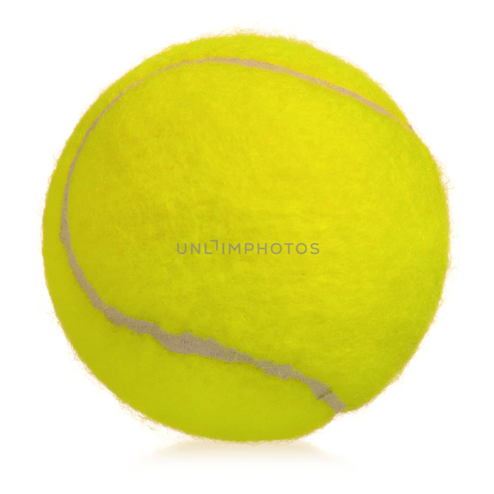 Single tennis ball isolated on white background