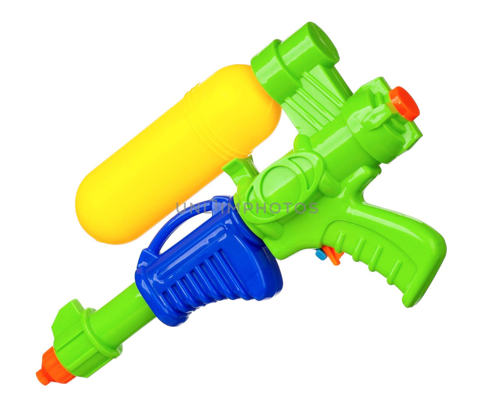 Plastic water gun isolated on white background