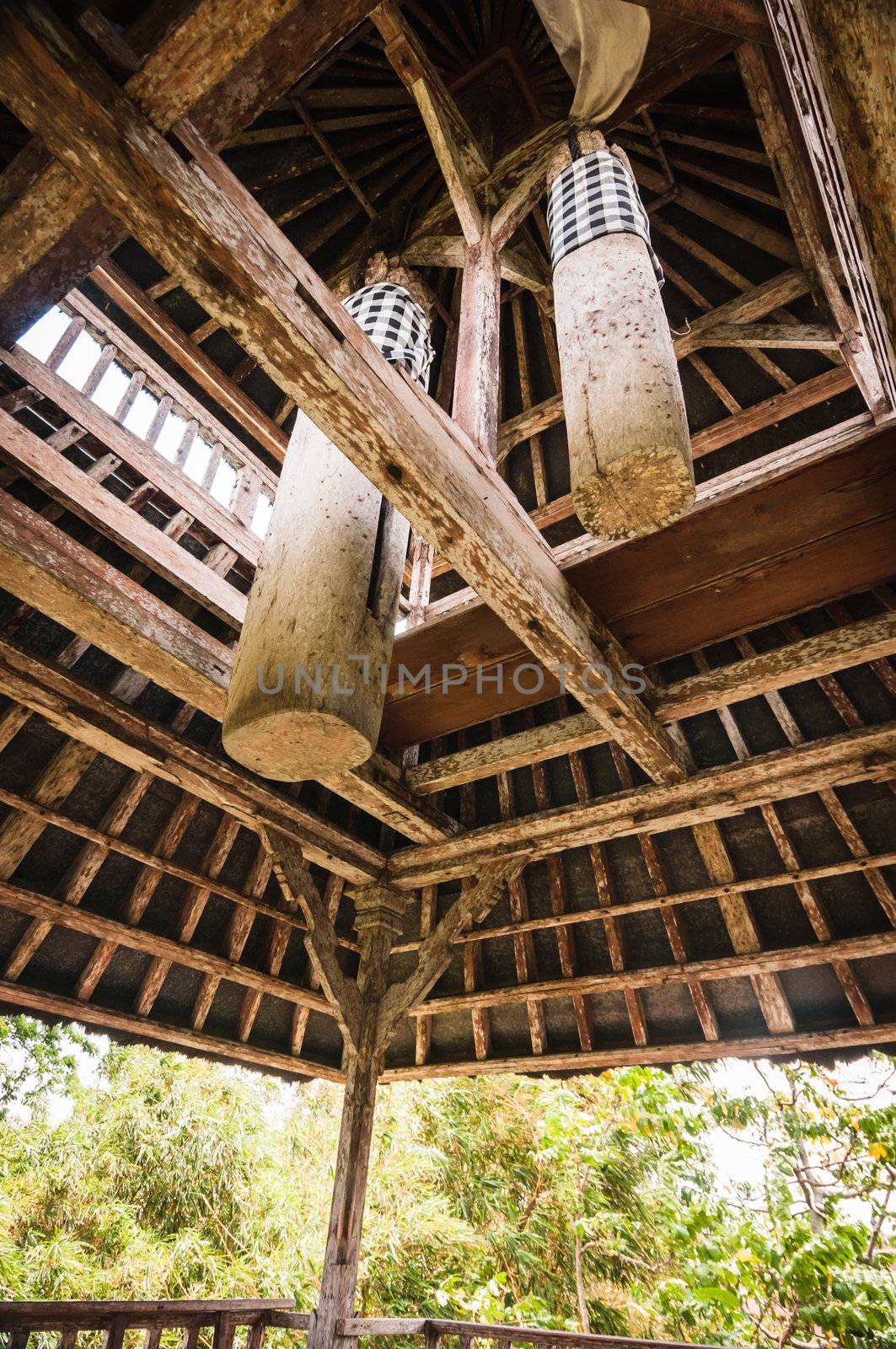 Wooden bell in hindu temple by nvelichko