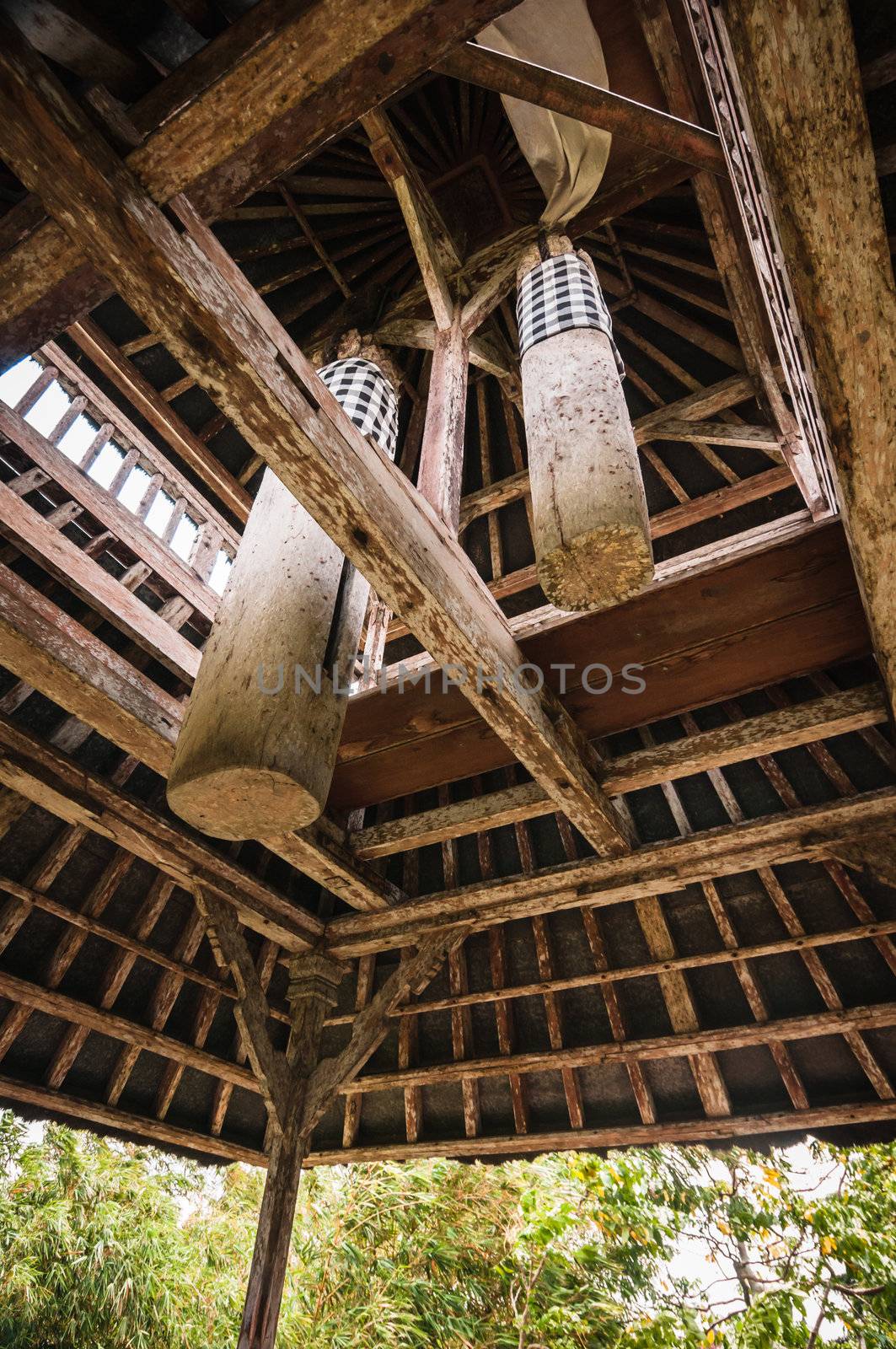 Wooden bell in hindu temple by nvelichko
