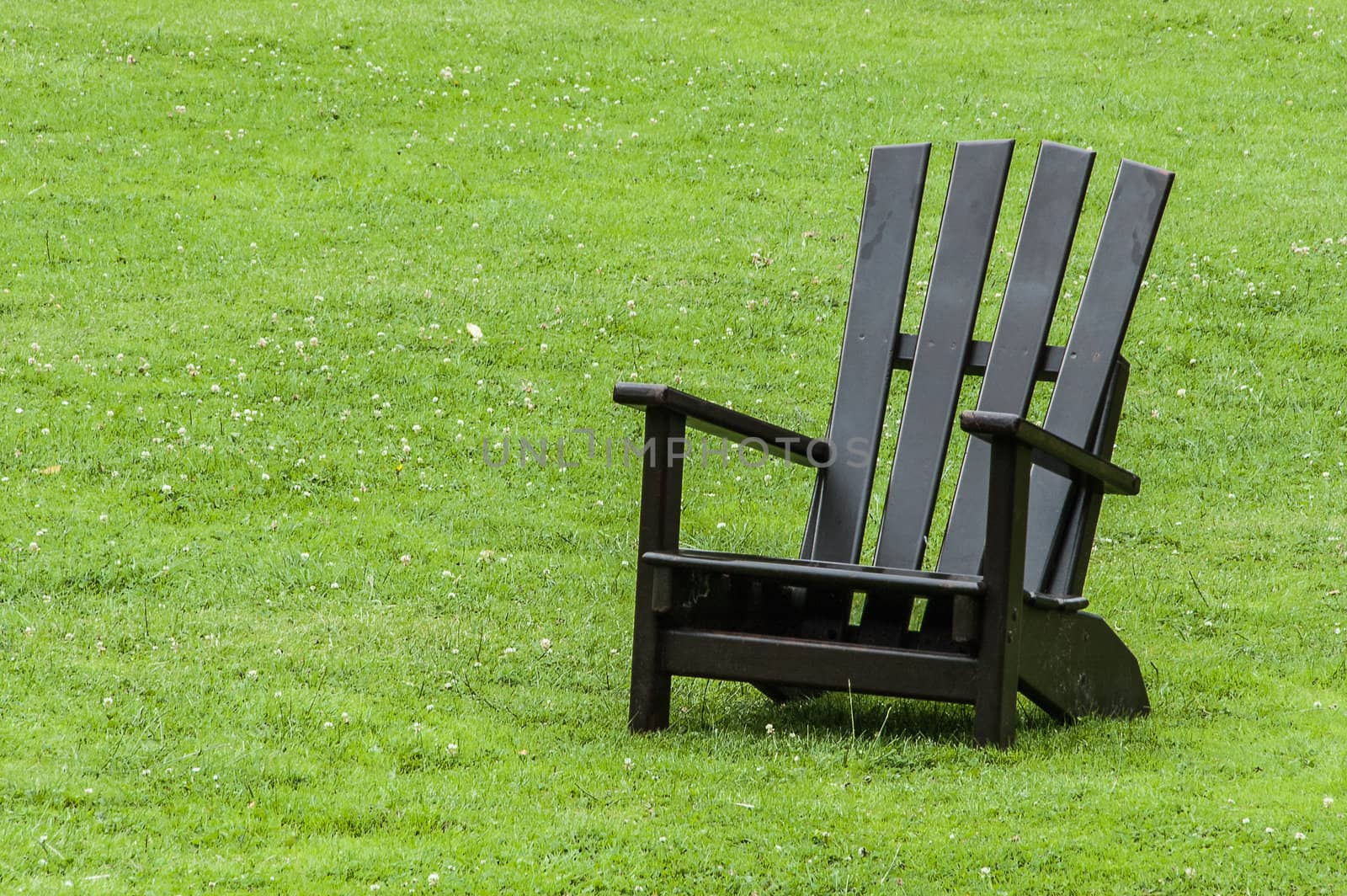 Classical wooden armchair in a park