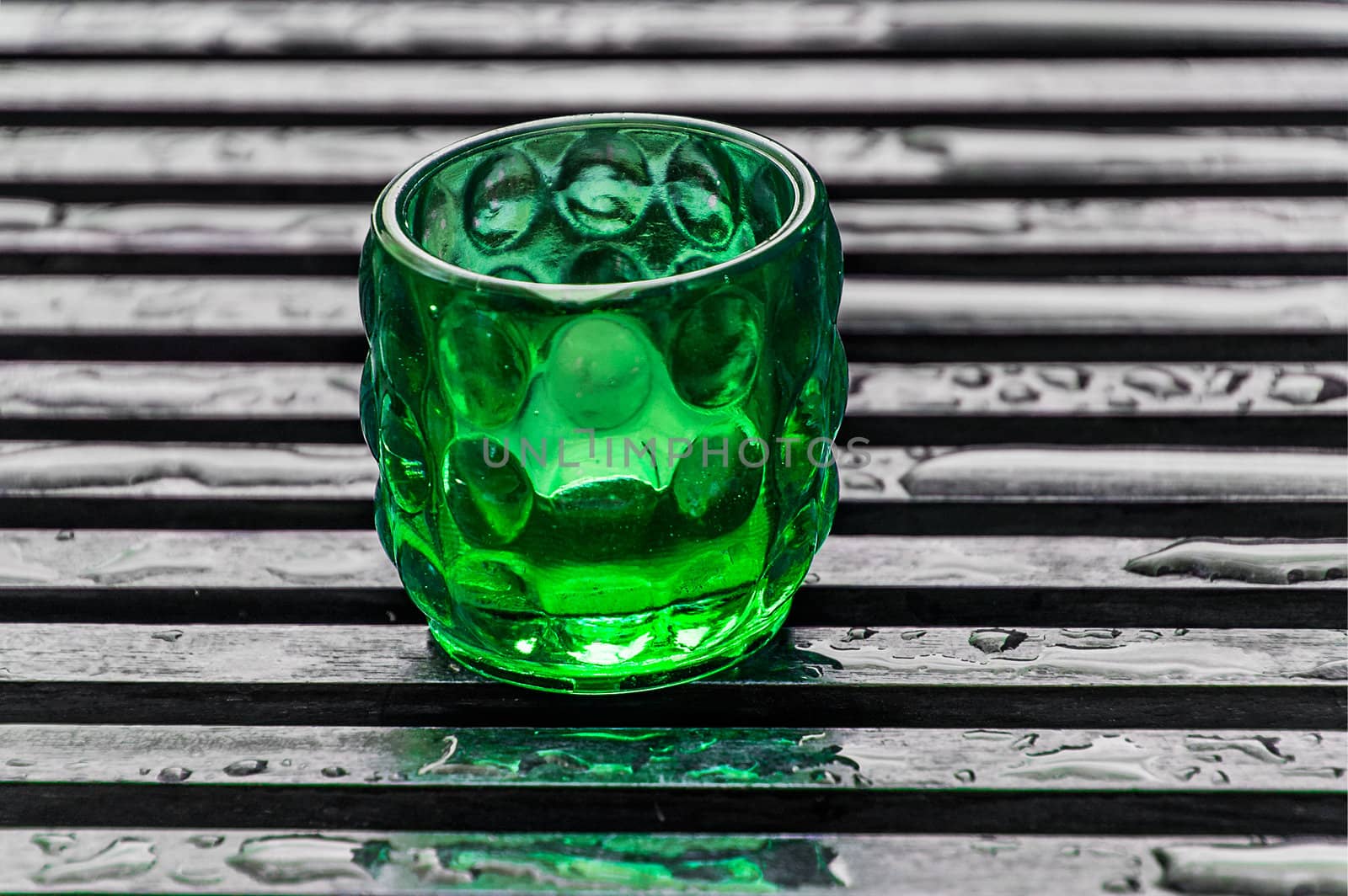 green glass candle holder