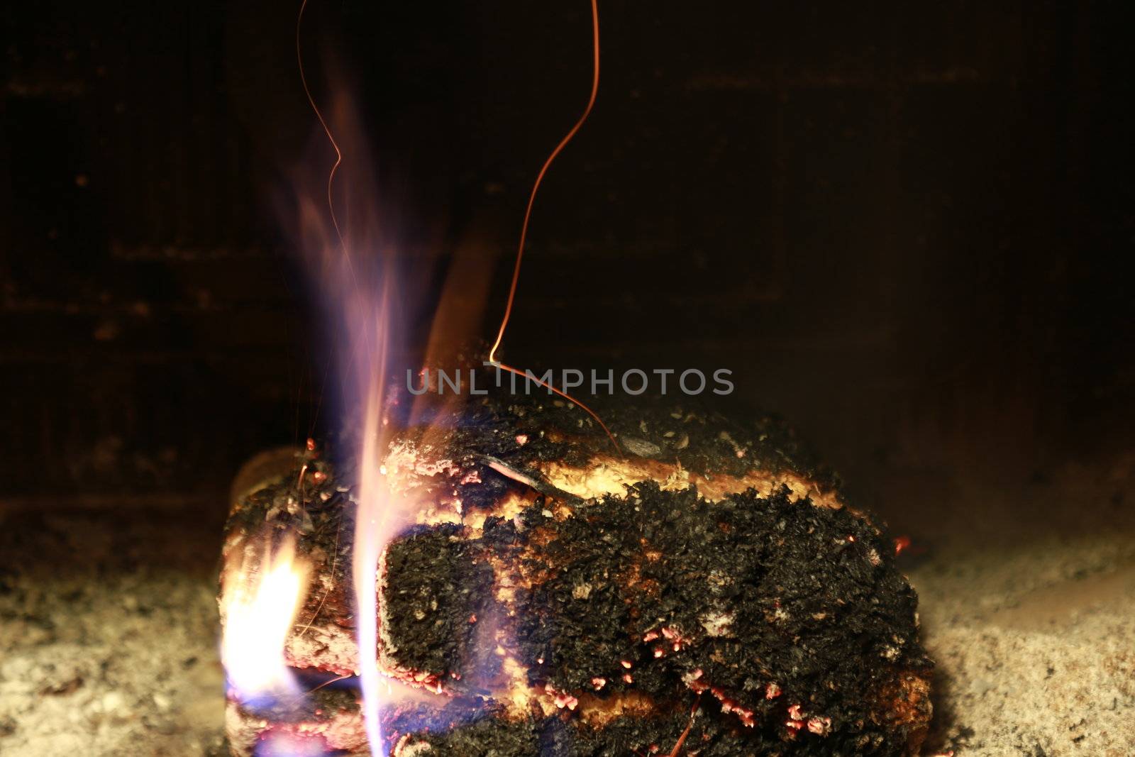 burning fire fireplace night