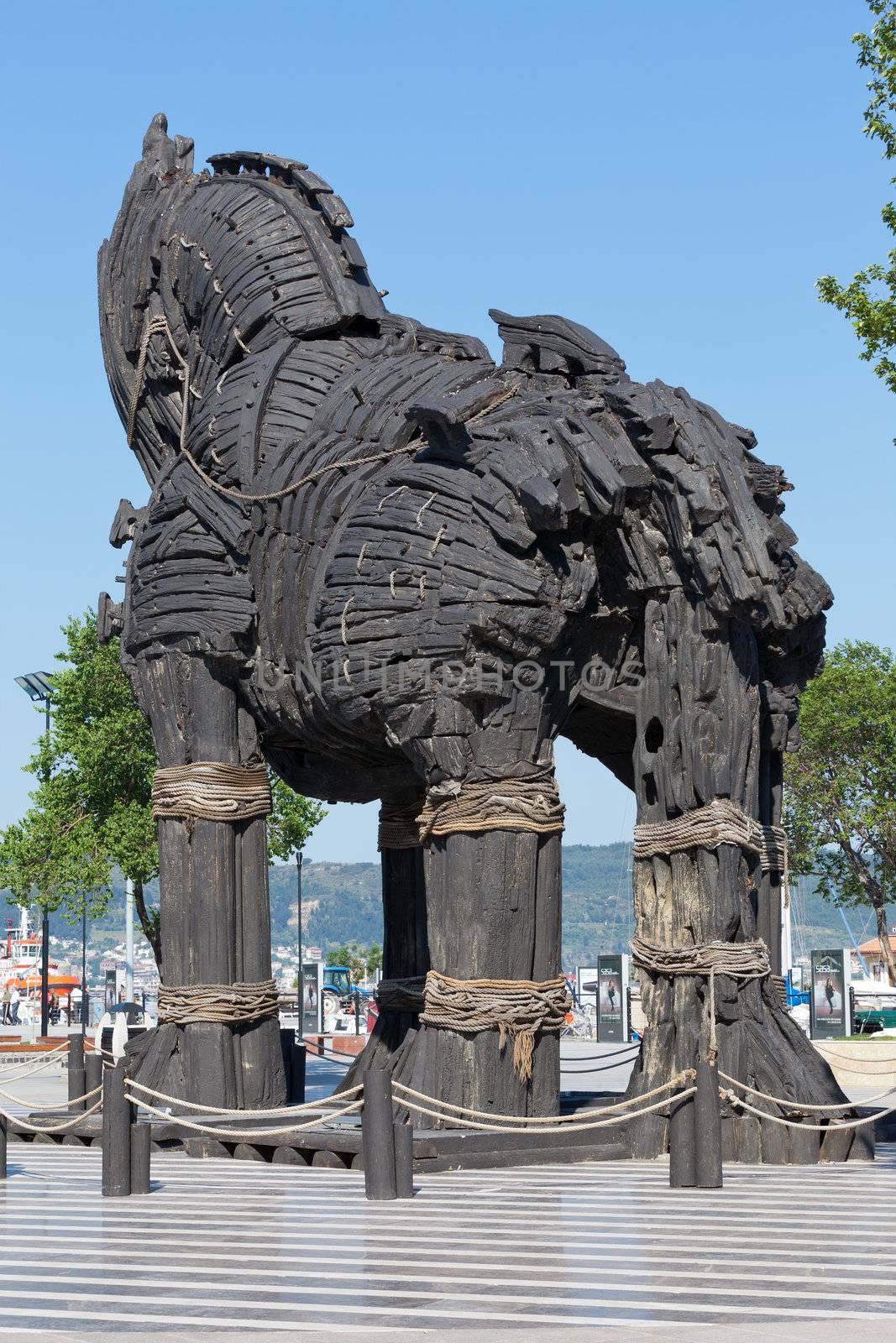 The copy of Troy wooden horse at Canakkale, Turkey 