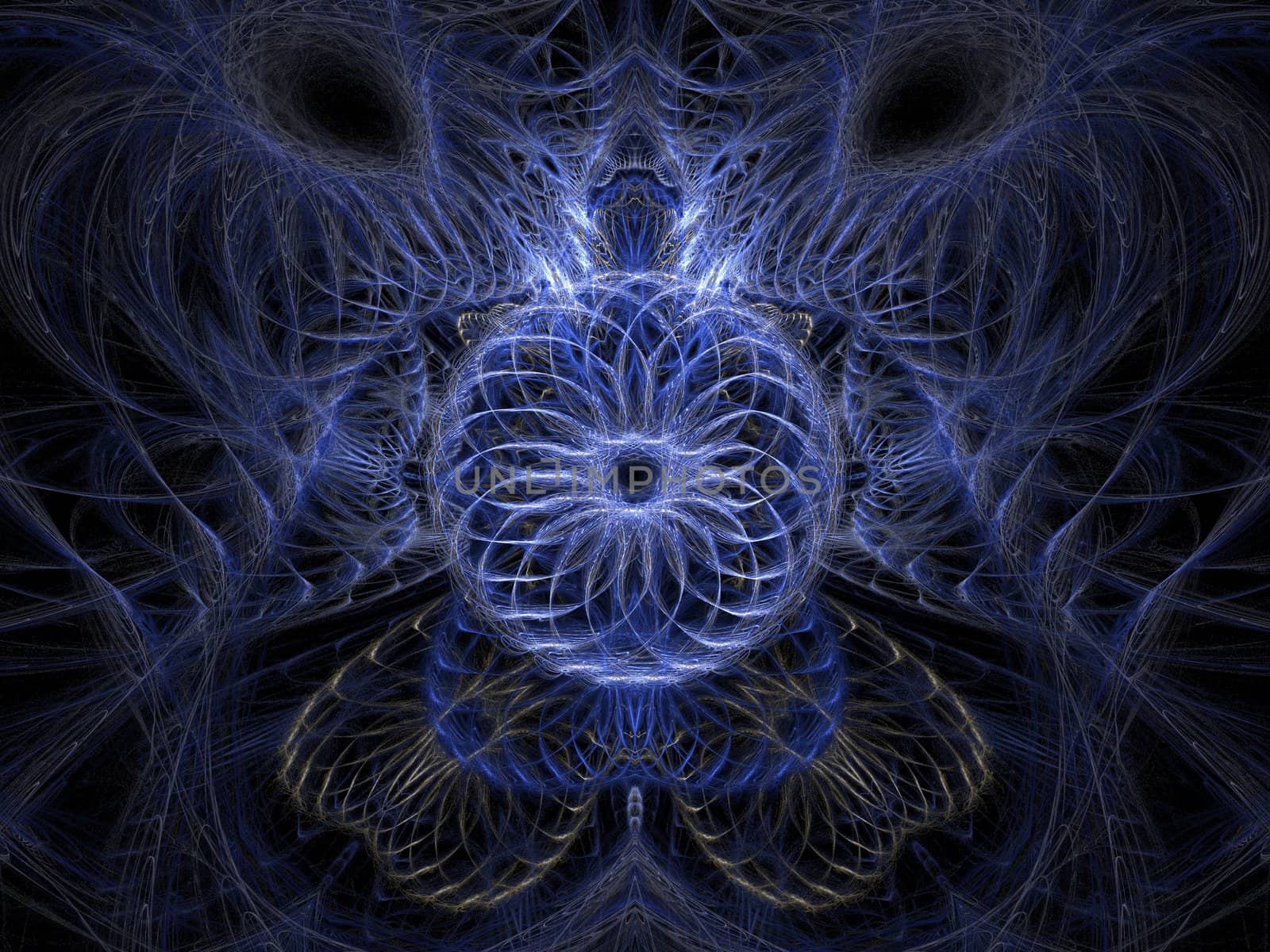 Graphics abstract texture. Computer rendered background. 3D fractal. Intricate blue pattern.