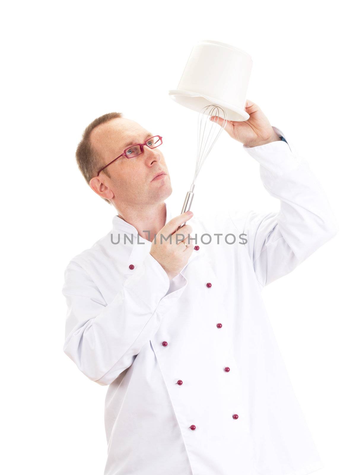 Chef with whisk and bowl