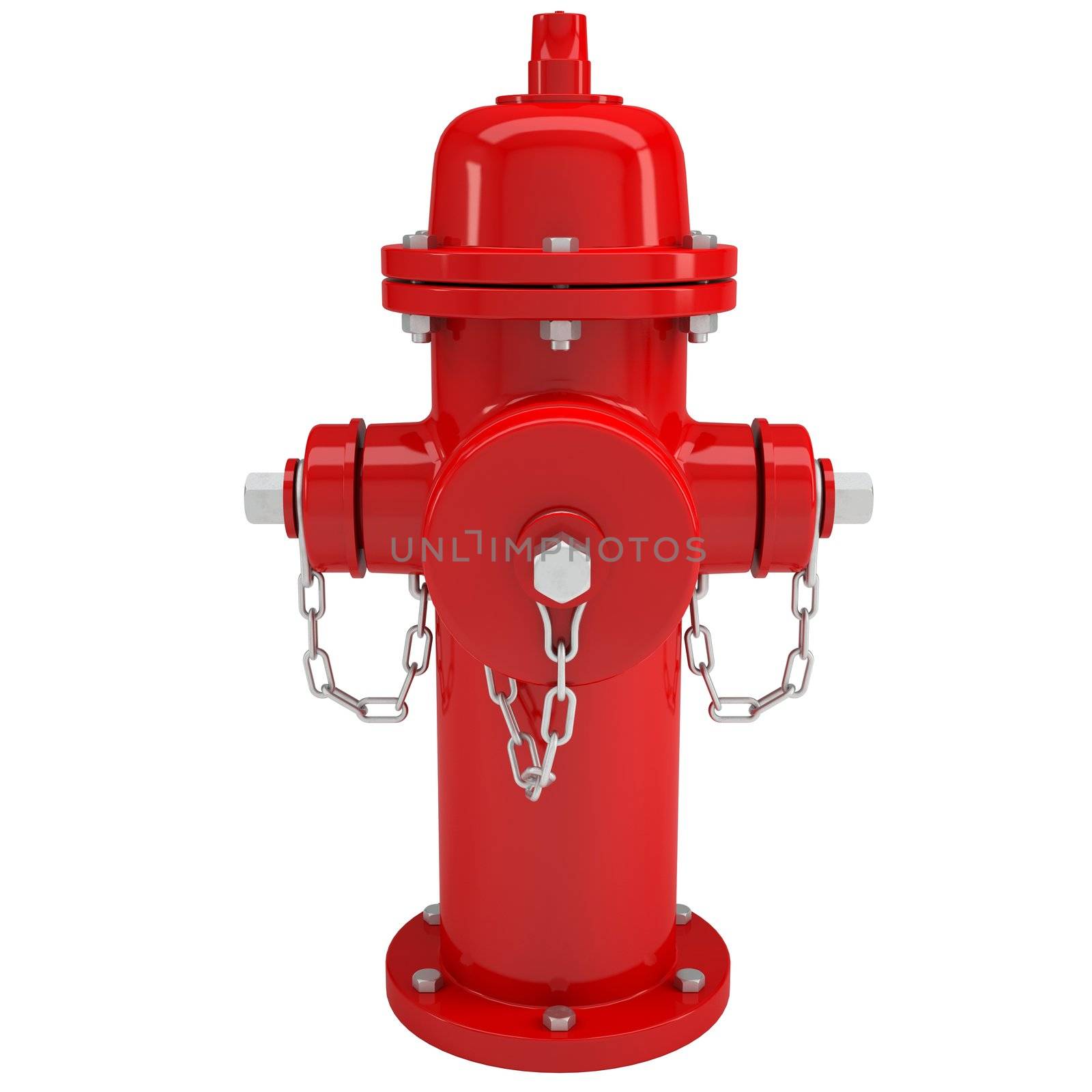 Red fire hydrant. Isolated render on a white background