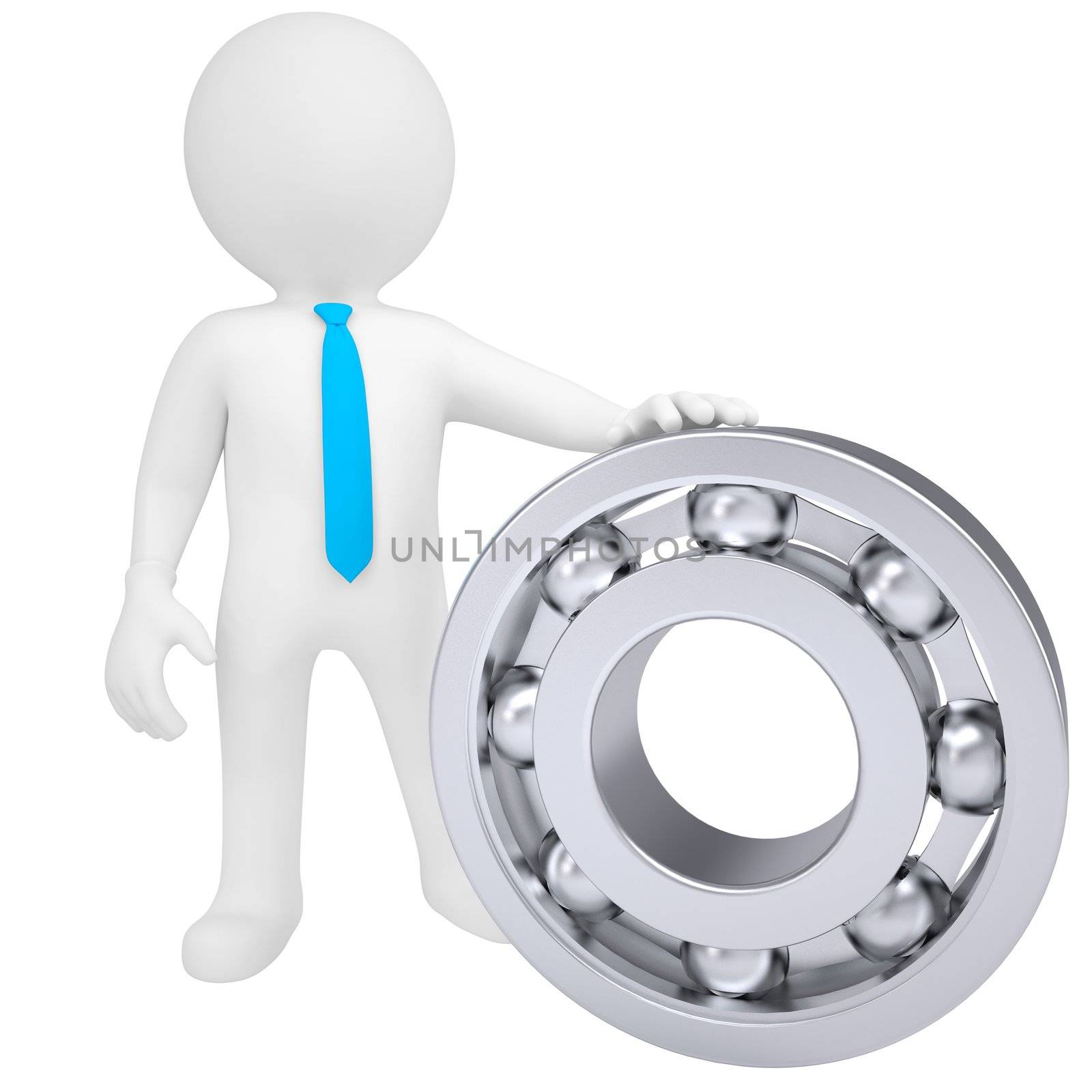 3d white man with the bearing. Isolated render on a white background