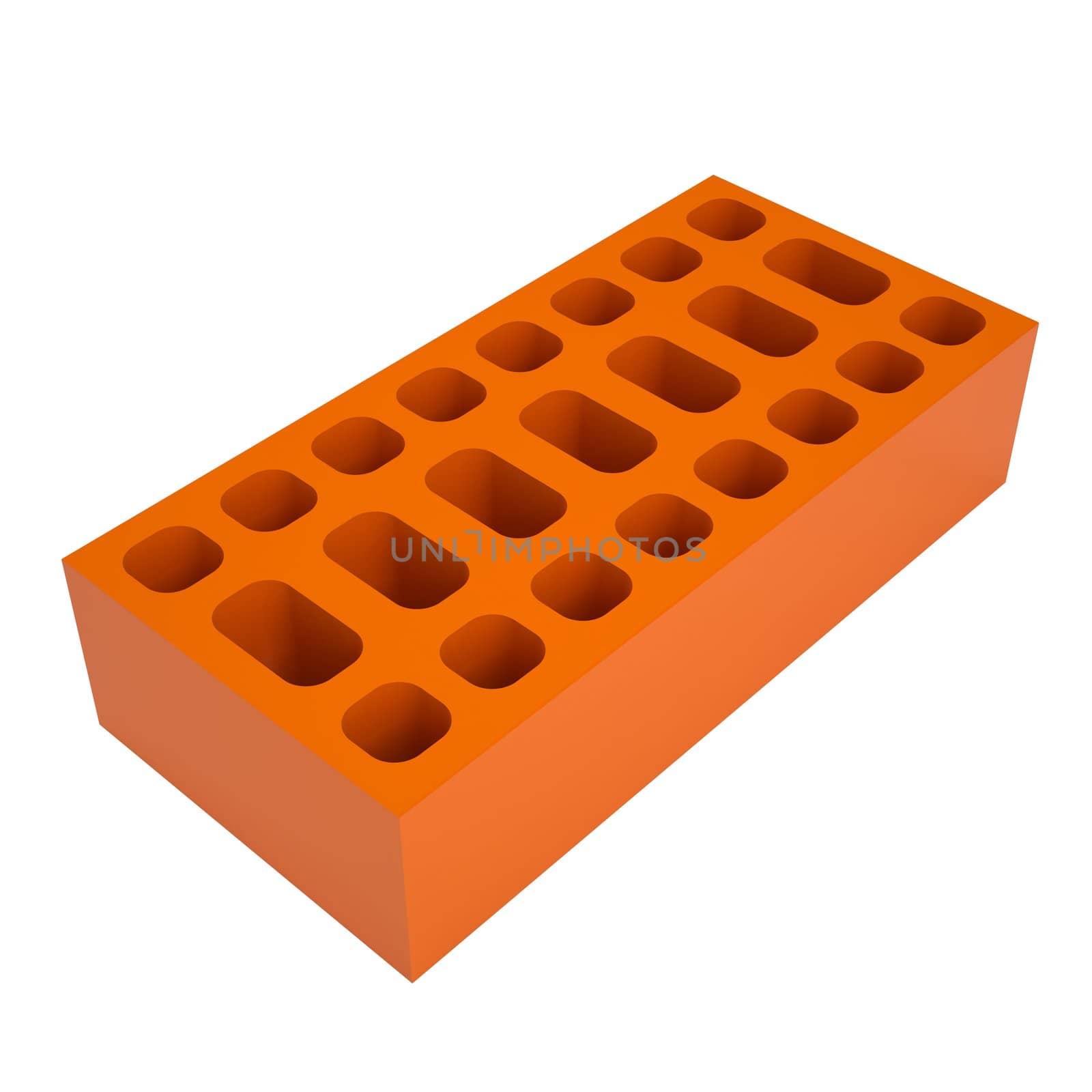 Red brick. Isolated render on a white background
