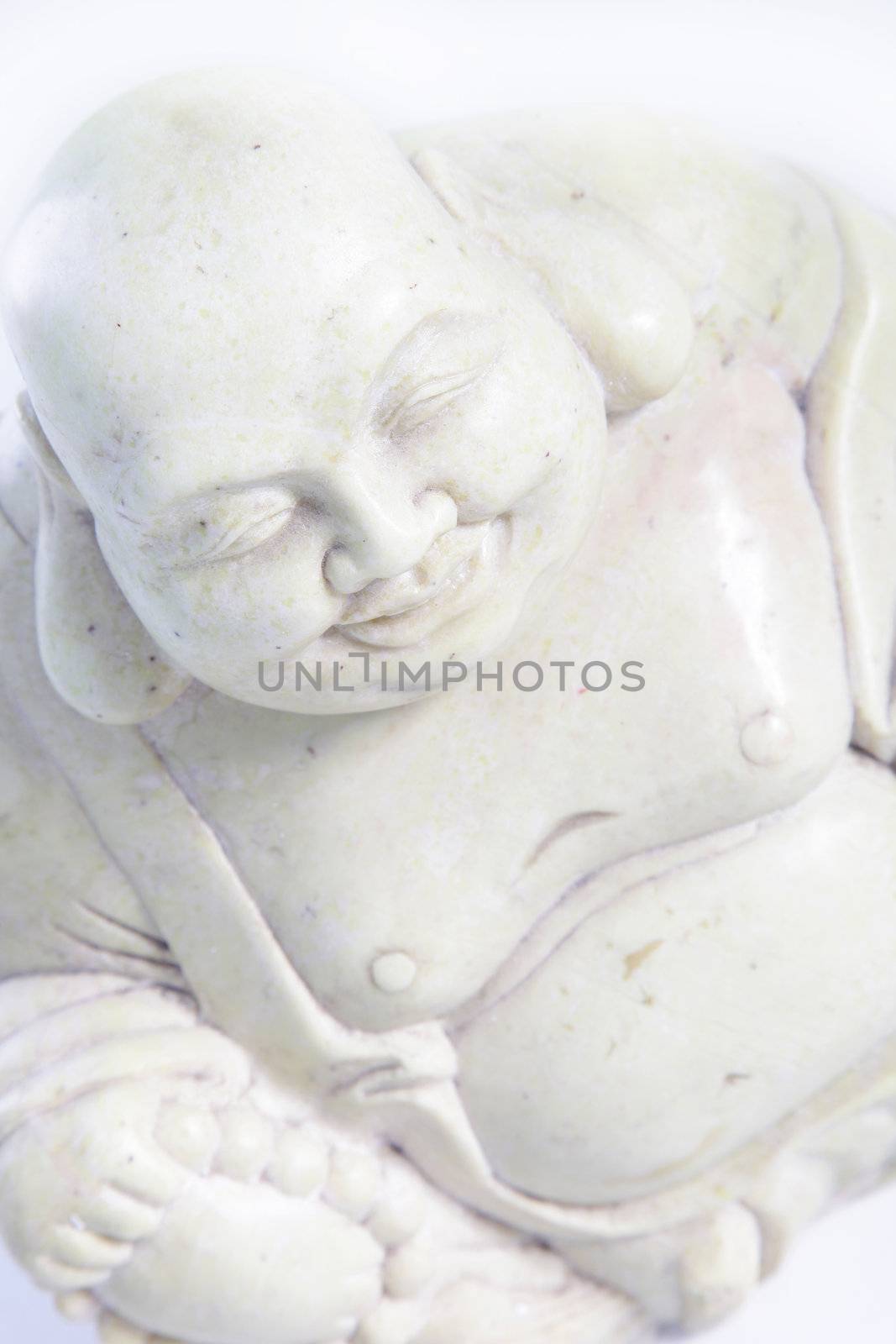 Close up of a white Buddah statue