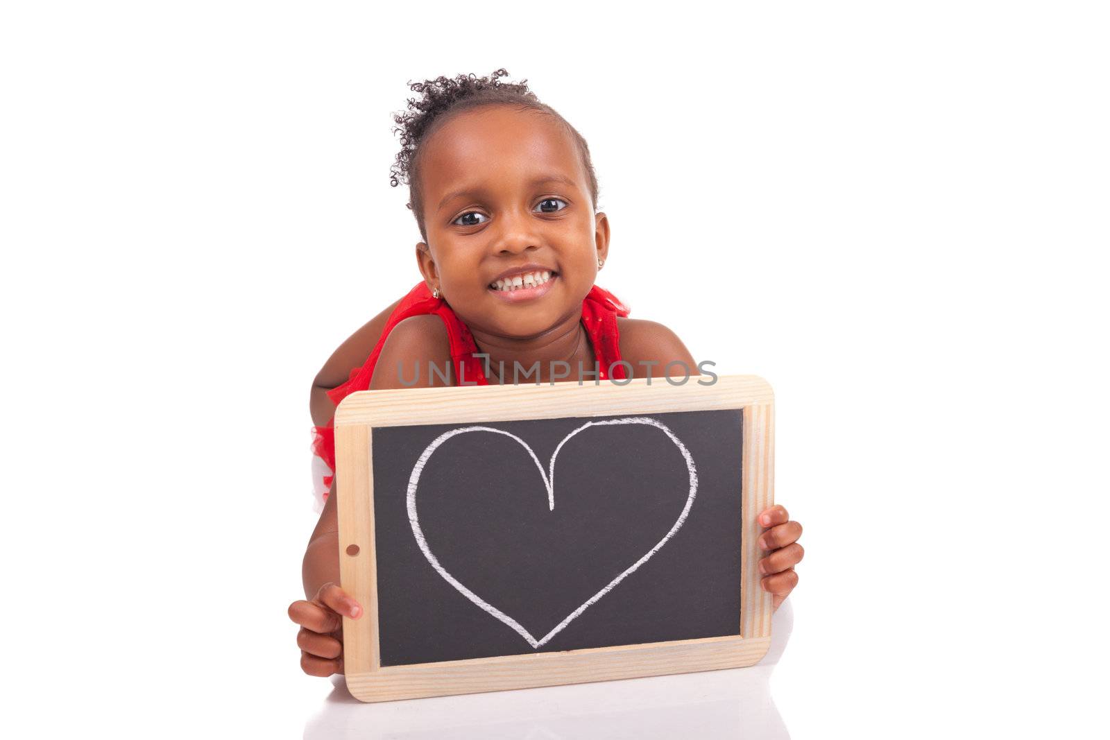 Adorable african little girl on white background