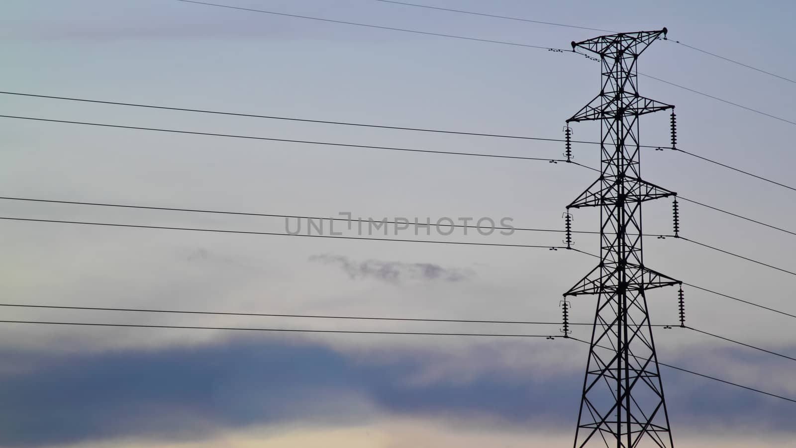Power transmission tower line of electricity distribution