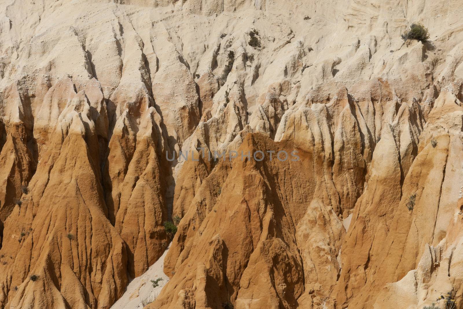 Sandstone cliffs detail in Gale beach, Comporta , Portugal