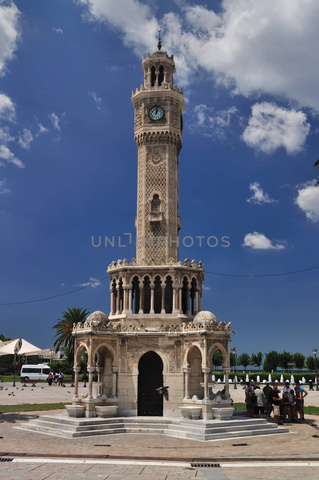 Historical Clock Tower of Izmir, Turkey. It was built in 1901, at Konak Square and accepted as the symbol of Izmir City.