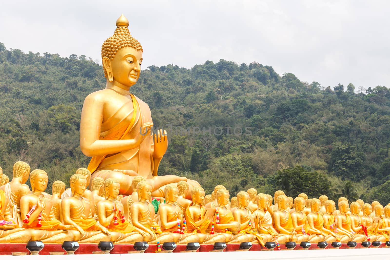 Golden Buddha at Buddha Memorial park , Nakorn nayok, Thailand.