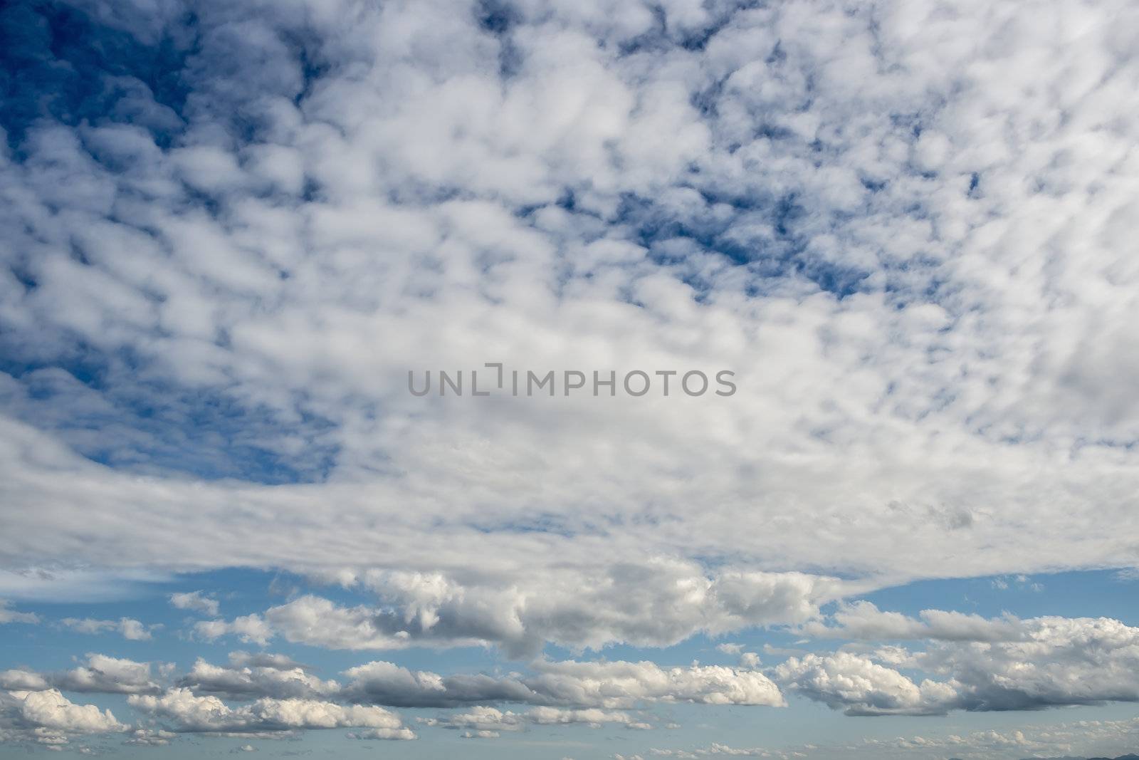 White clouds on blue sky over Bavaria Germany