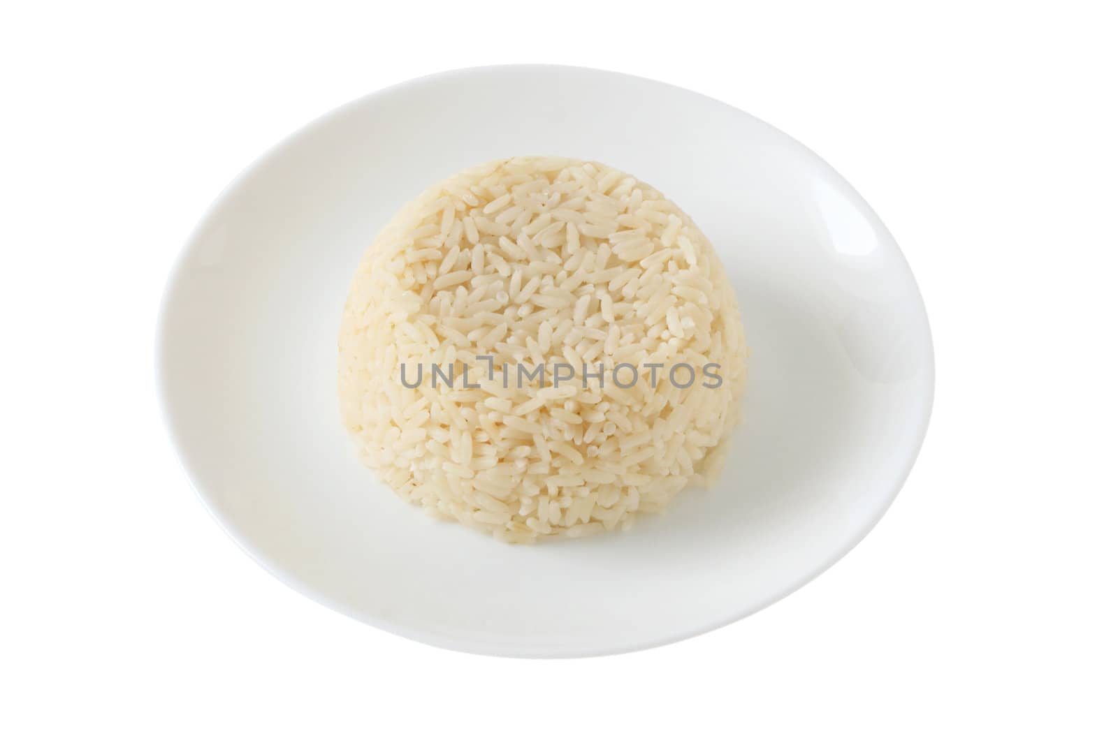 boiled rice on the plate