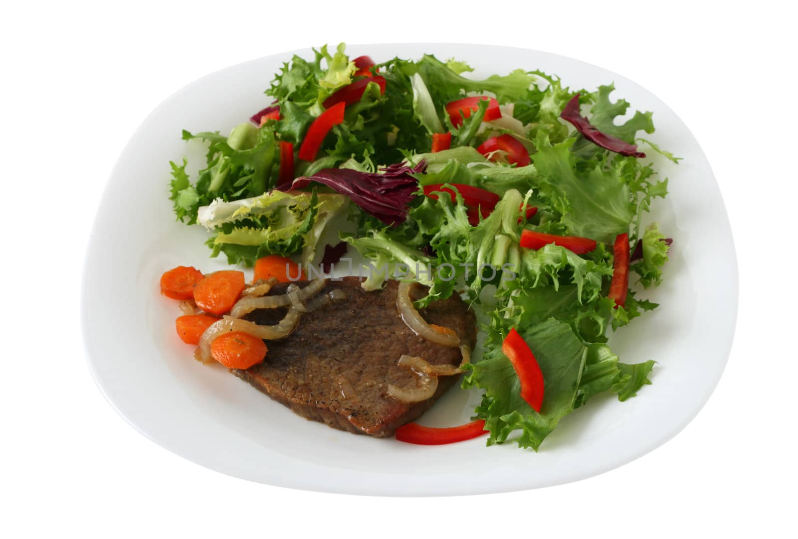 fried meat with salad