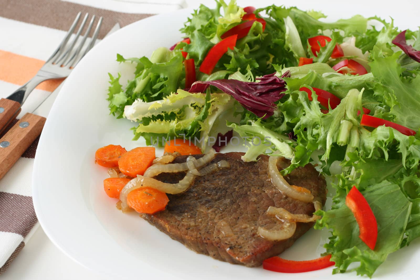 fried meat with salad