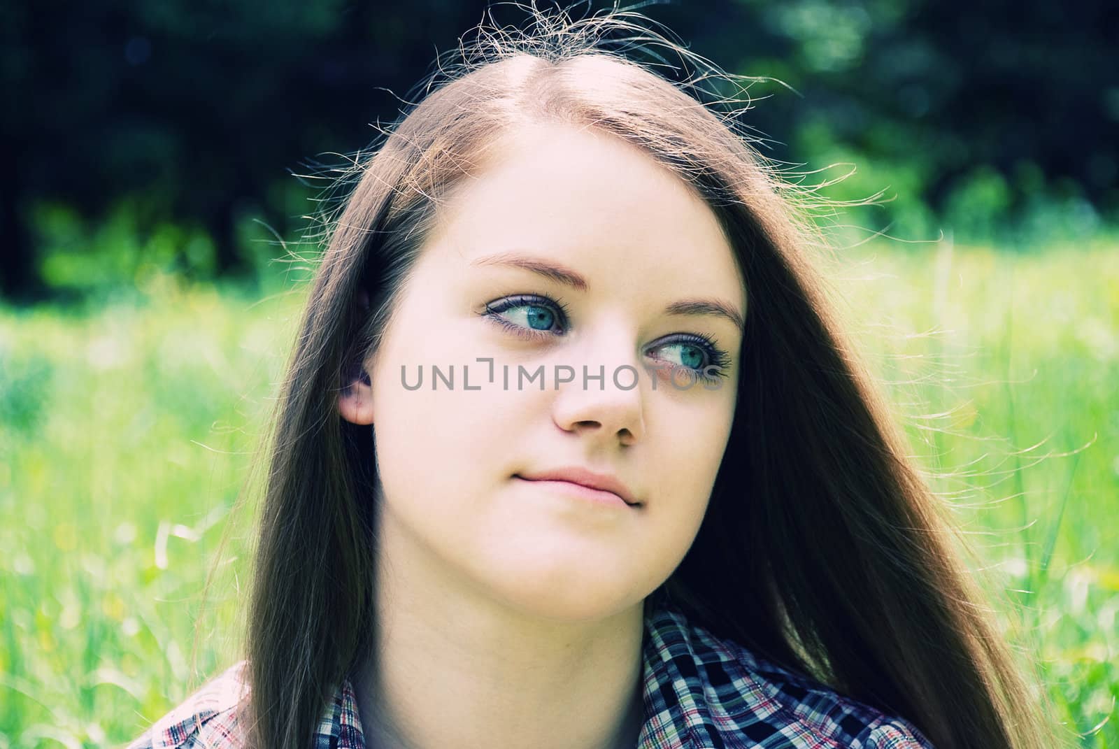 portrait of beautiful young women in nature