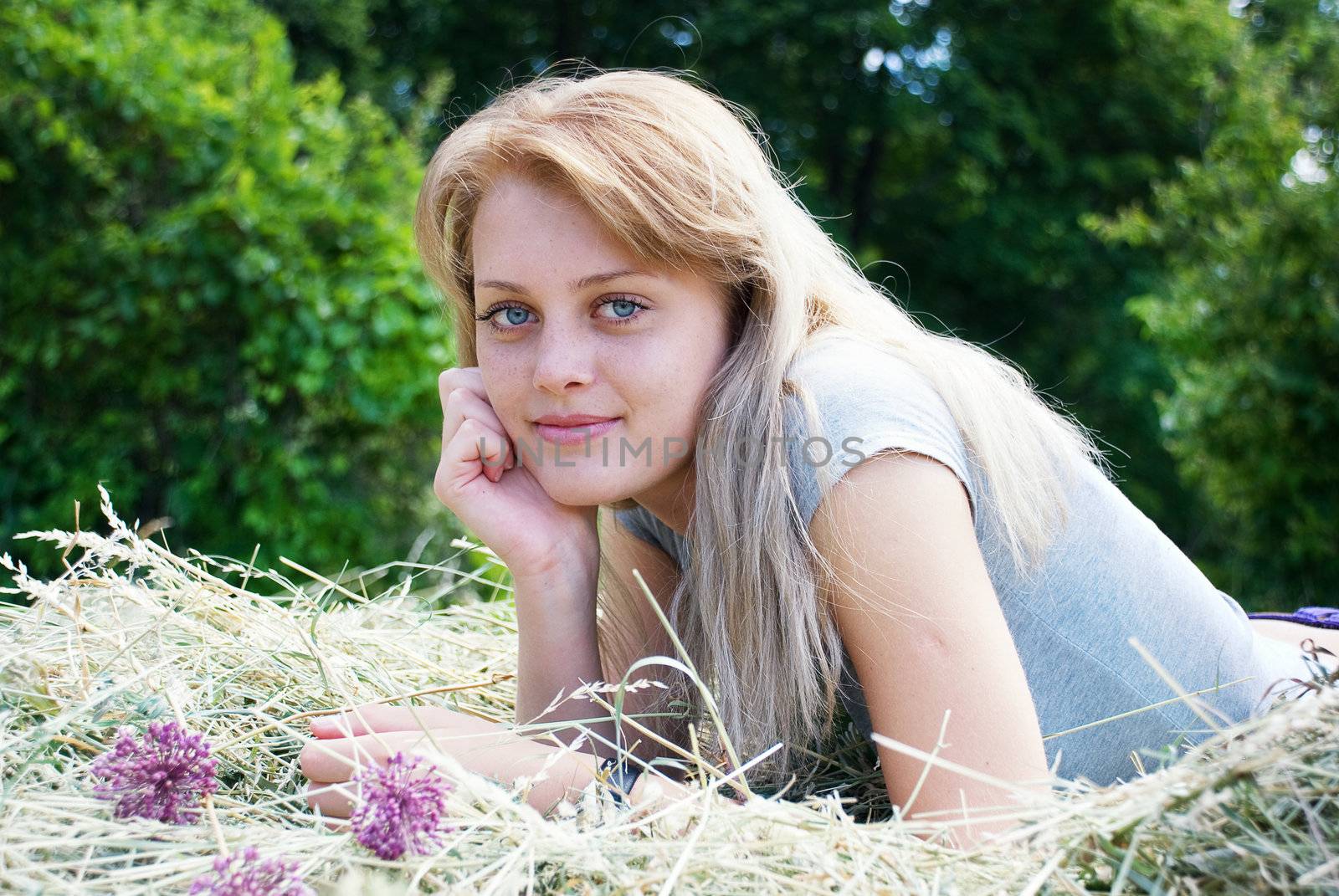 portrait of beautiful young women in nature