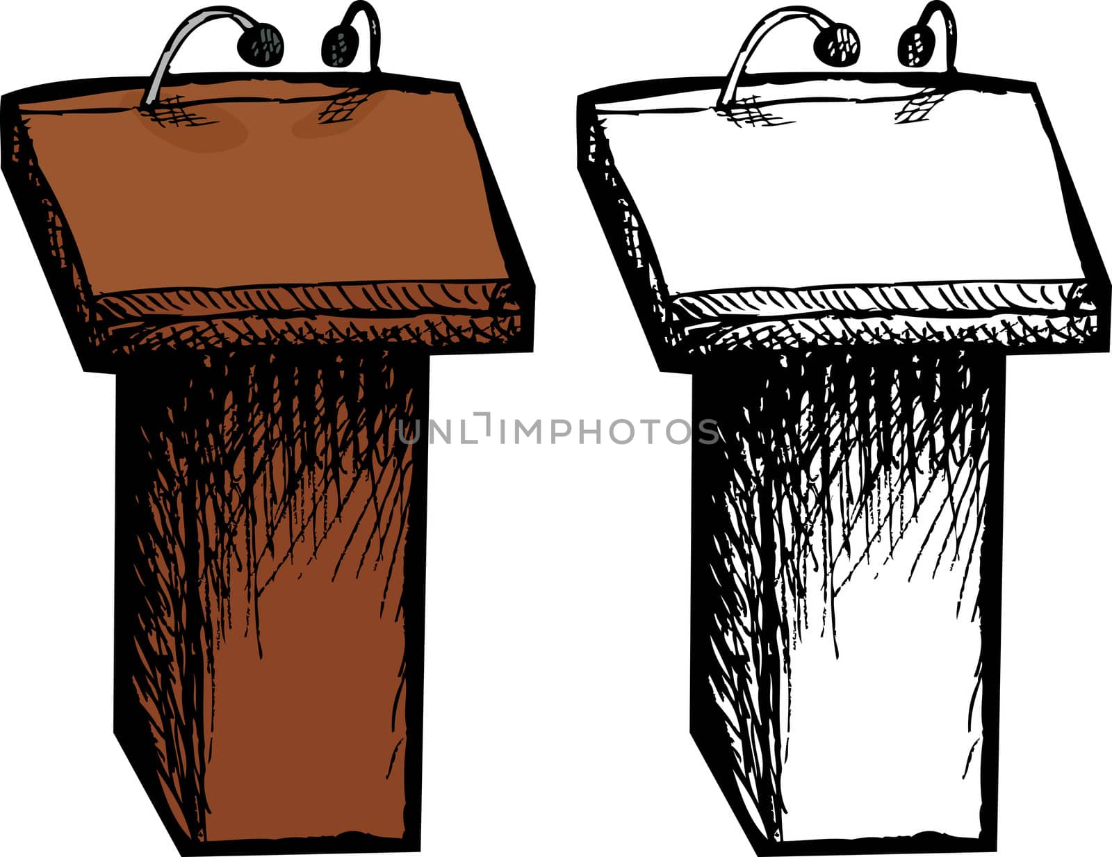 Color and black and white lectern cartoons