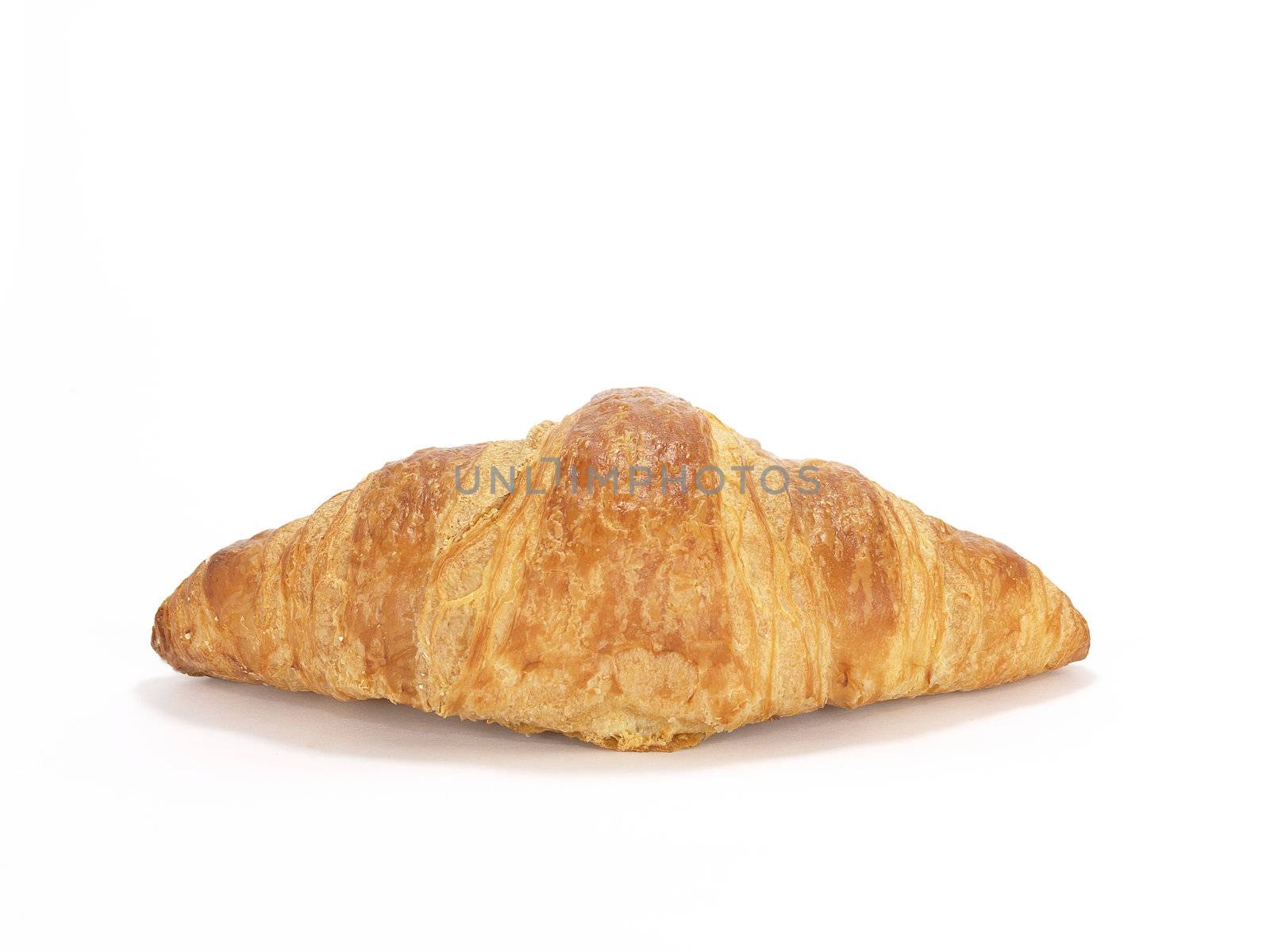 single french croissant on white background